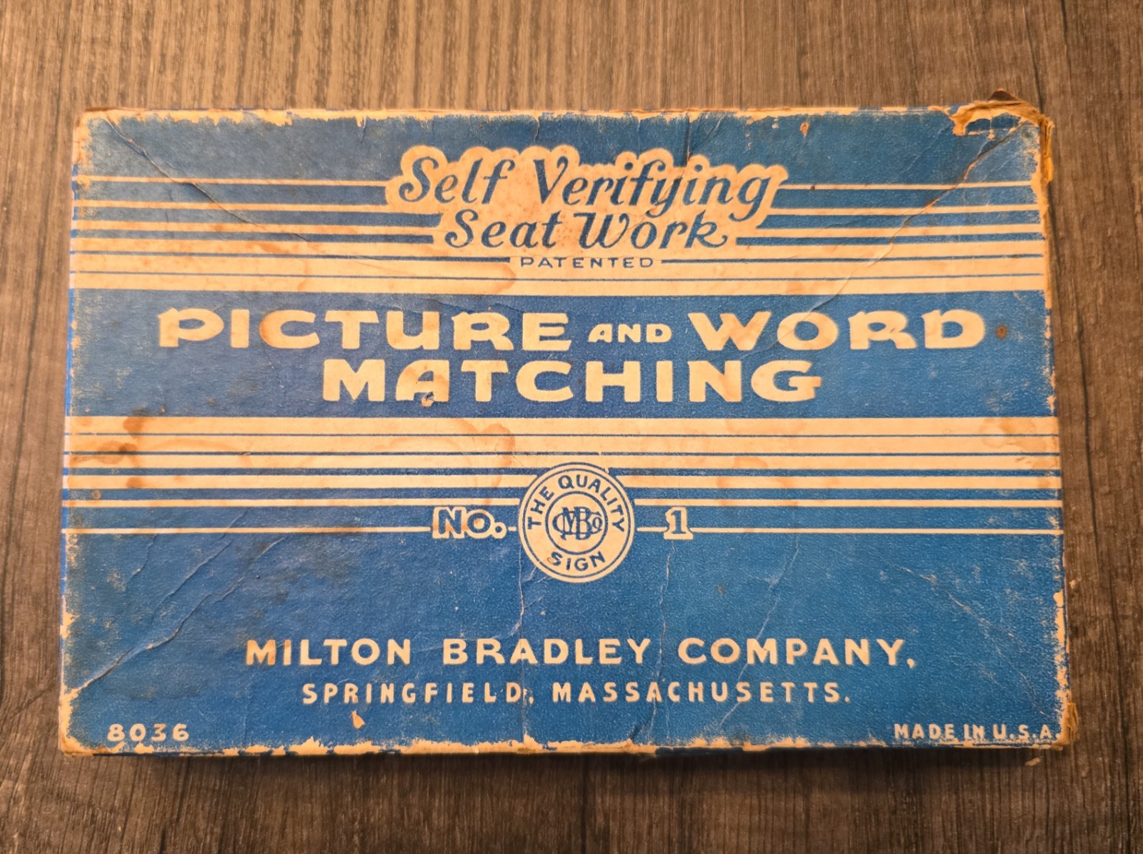 Picture and Word Matching Self Verifying Seat Work 8036 Milton Bradley Co. (YW)
