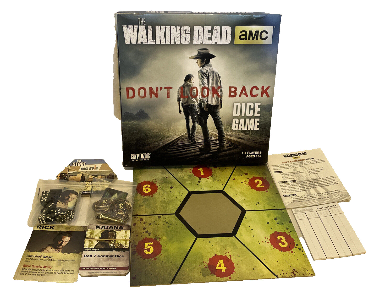 AMC The Walking Dead Don’t Look Back Dice Board Game Complete Clean