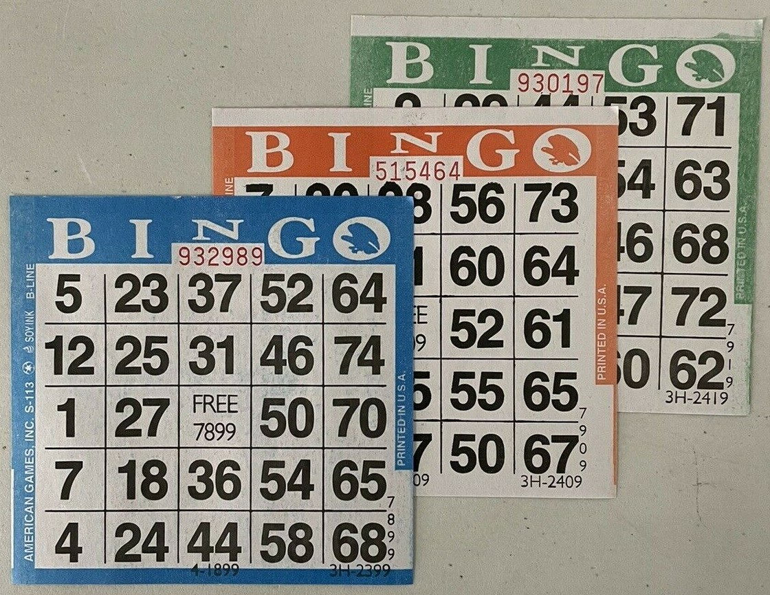 Bingo PAPER Cards 100 Square 1 On Triple or 3 Page Books 300 Sheets 3 Colors