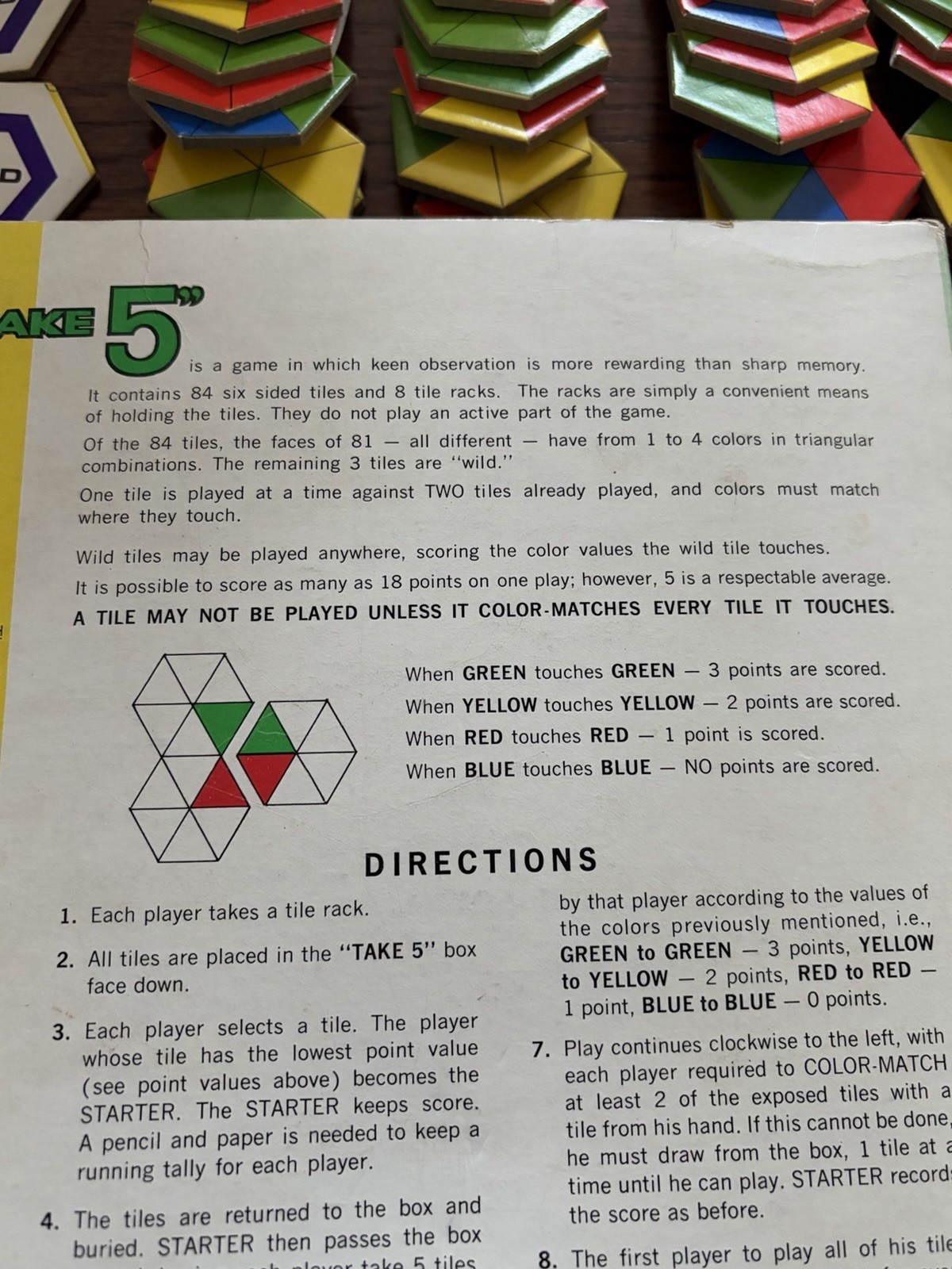 “Take 5” Tile Game by L.H. Kentfield-Vintage 1969 – 80/3 Tiles-Original Box