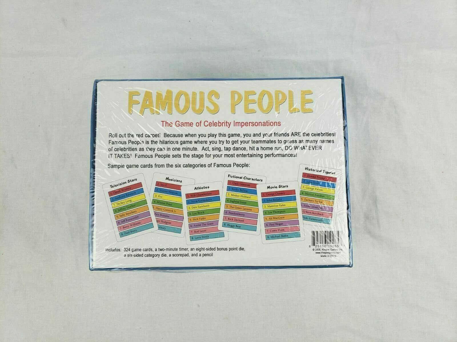 Famous People Game of Celebrity Impersonations Ages 8+ 4-16 Players Party Game