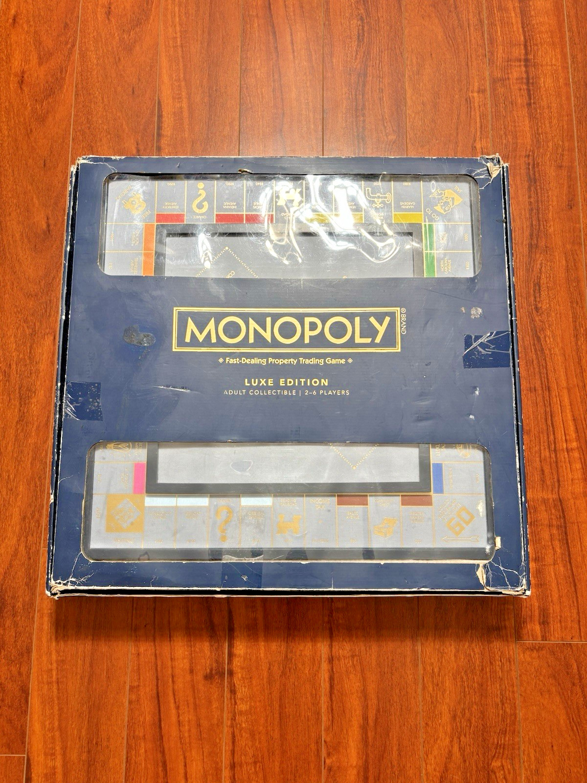 Monopoly Luxe Edition Wooden Board Game Navy Blue Gold Foil WS Game Company