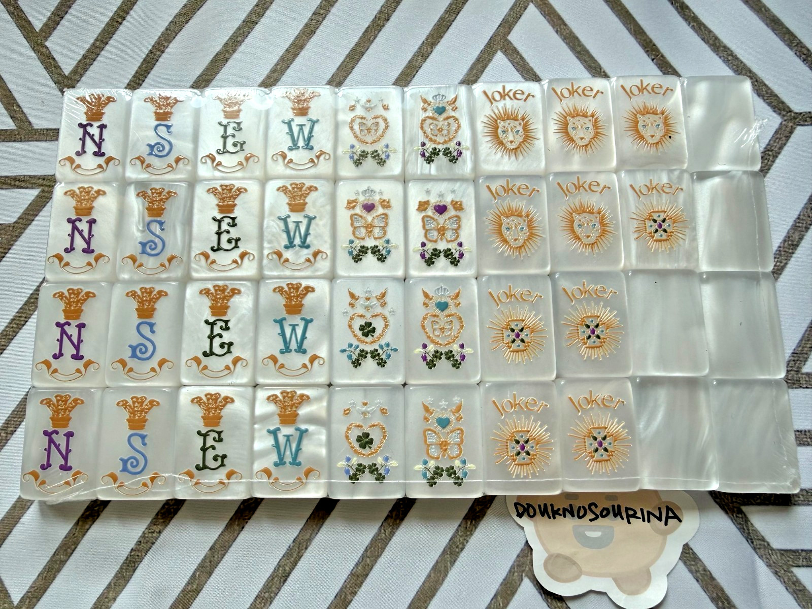 Mahjong Tiles Set – 160 Acrylic American Mah Jong Game – Pearl White Shell