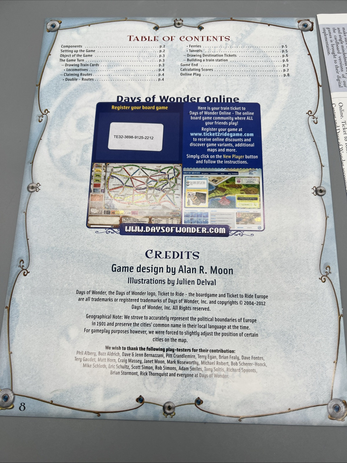 Ticket to Ride Europe Board Game by Days of Wonder Never Used