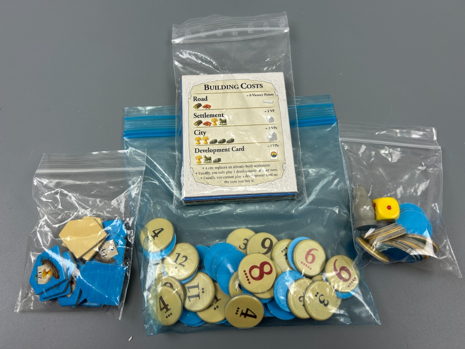 Settlers of Catan Replacement Pieces Number Tokens Robber Harbor Dice Building