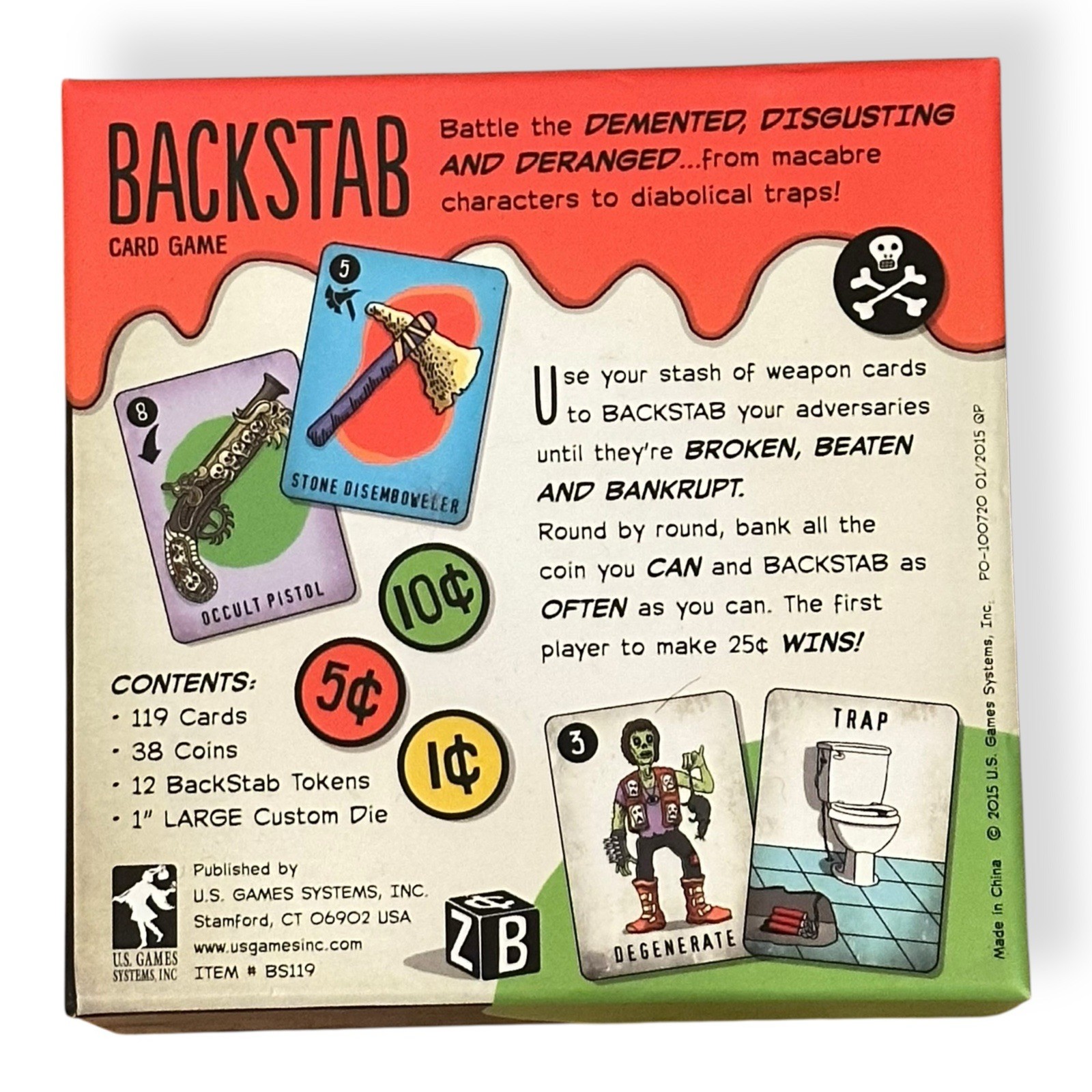 Backstab Card Game BS119 Dave Stawar 2015 US Game Systems New Open Box
