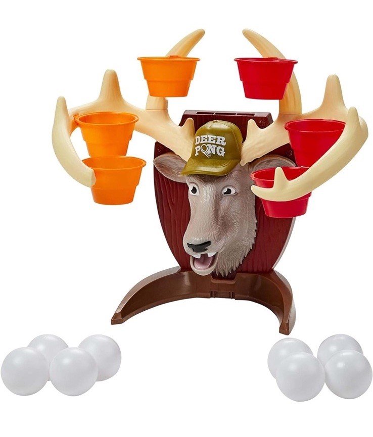 Deer Pong Talking Deer Head Game & Music 6 Cups & 8 Balls 8+ Years Sealed in Box