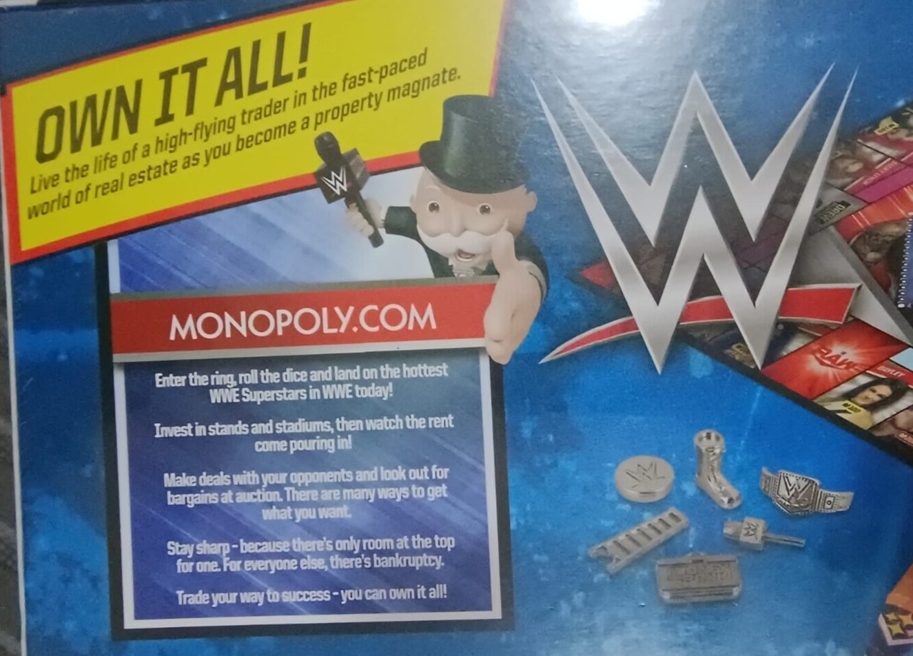 Hasbro Monopoly WWE Smack down Vs Raw Board Game Wrestling 2021 Rare OOP