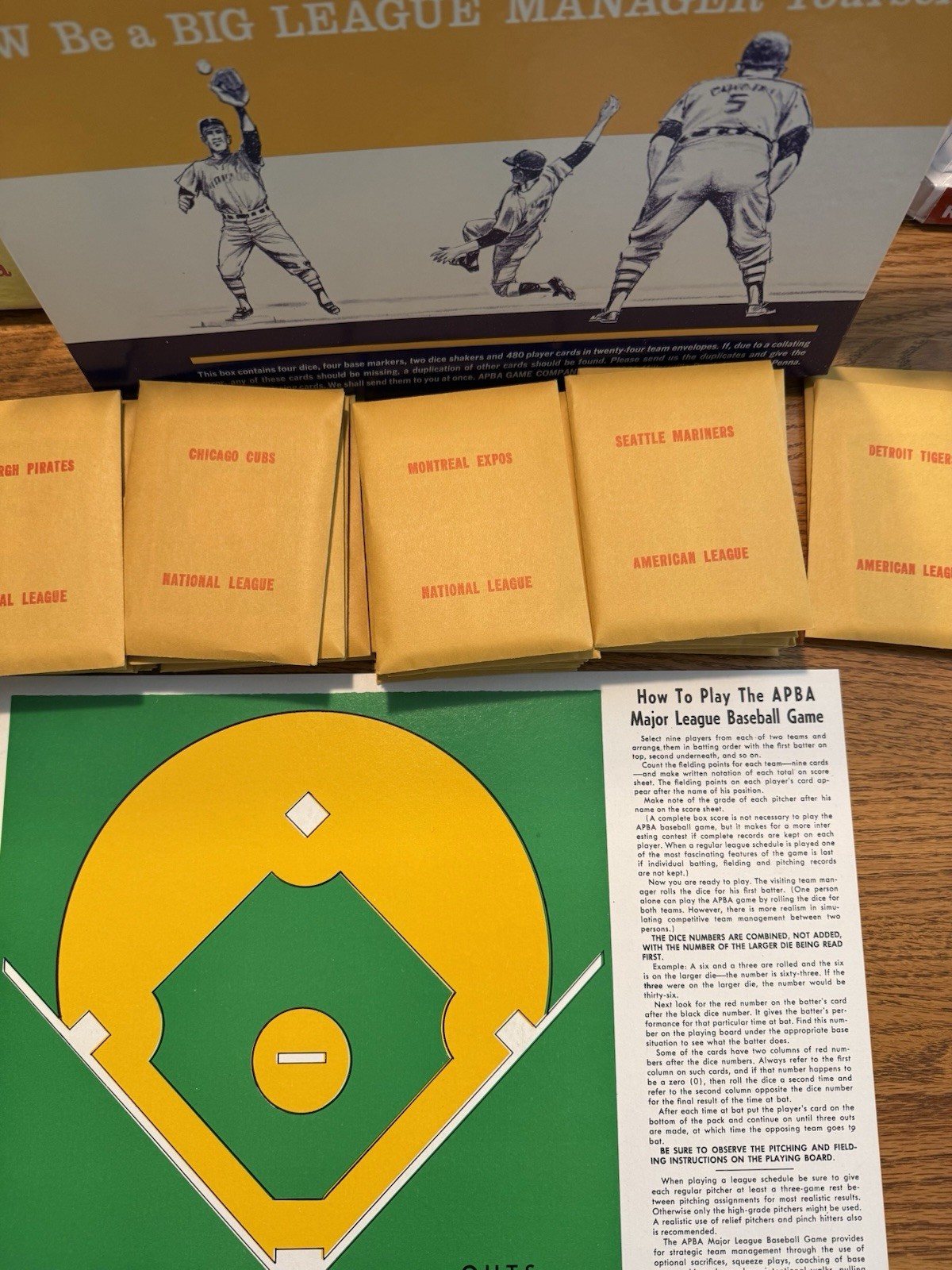 APBA Major League Baseball Board Game 1983 Partial Set