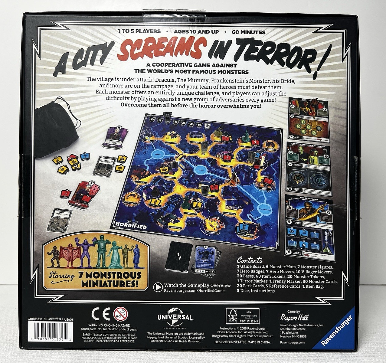 HORRIFIED: Universal Studios Monsters, co-op game, 2019 Ravensburger, COMPLETE