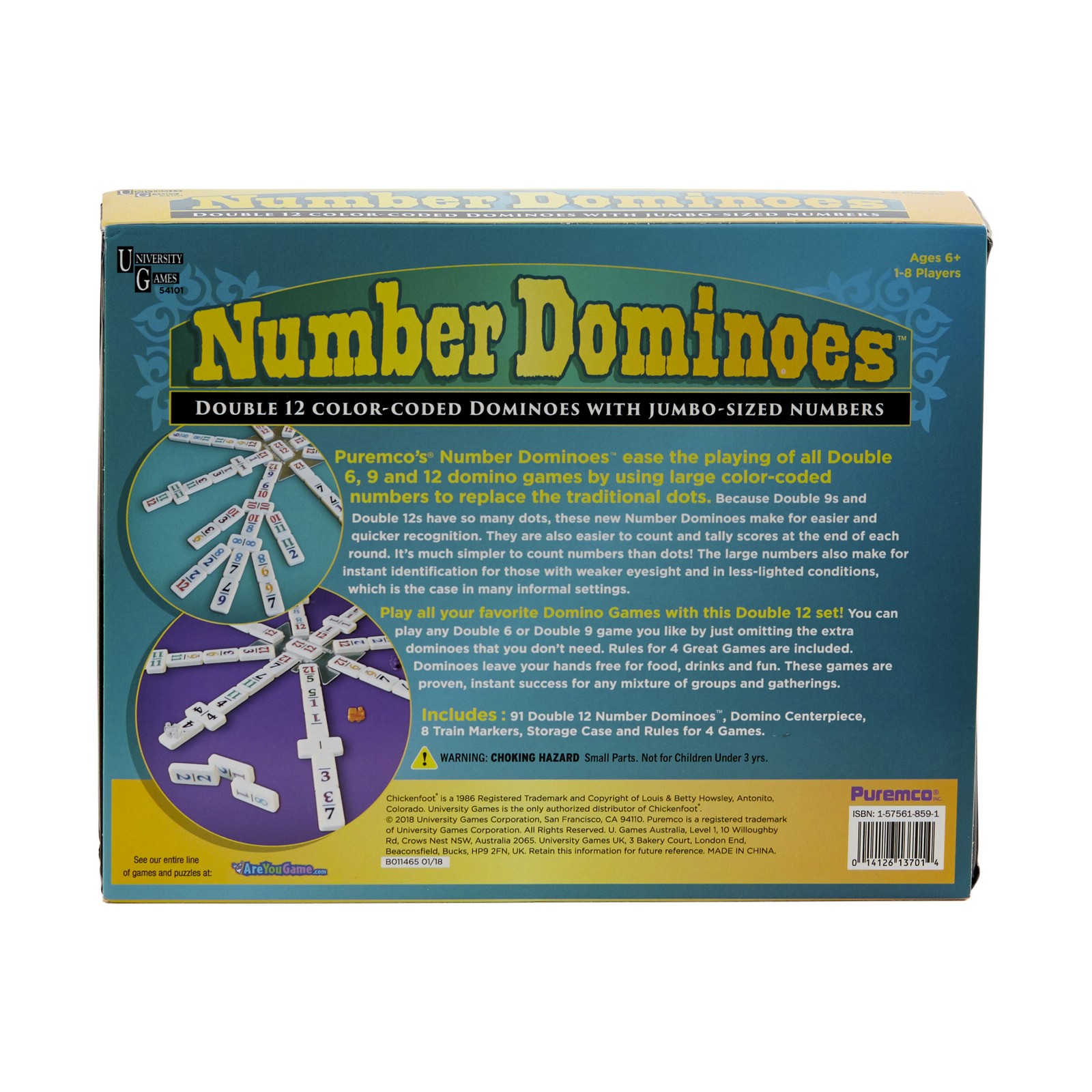 New – Puremco Number Dominoes – Premium Double 12 Set – Ages 6+ | 1-8 players