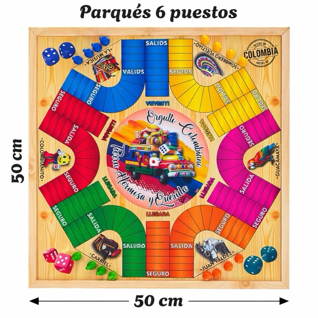 Parqués Colombiano Para 4 Y 6 Jugadores, Juego Colombiano, Colombian Parchís