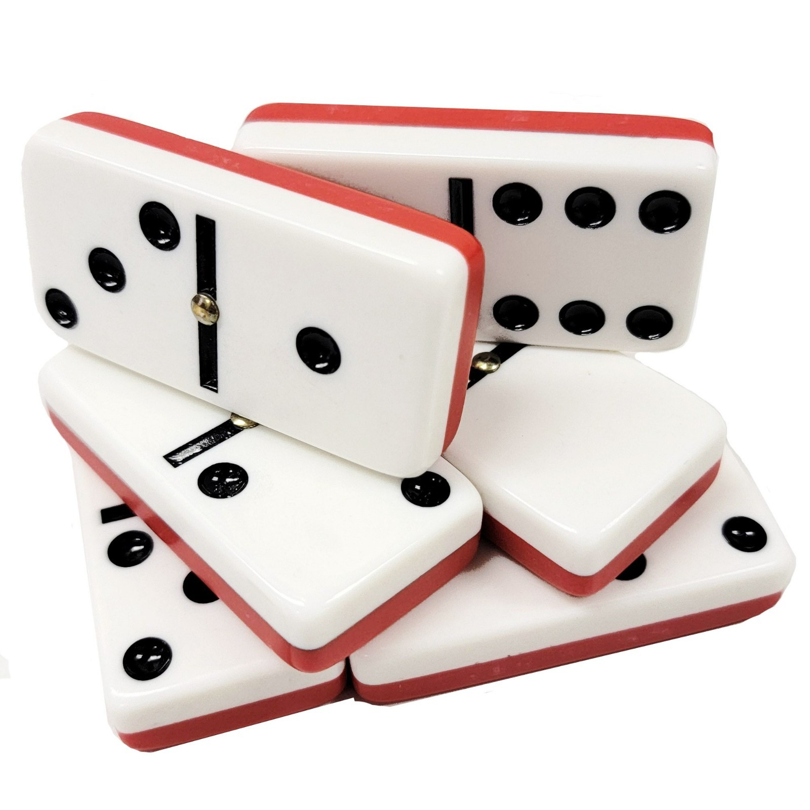 Domino Double Six 6 Red-White Two Tone Jumbo Pro Size Spinners – Wood Box