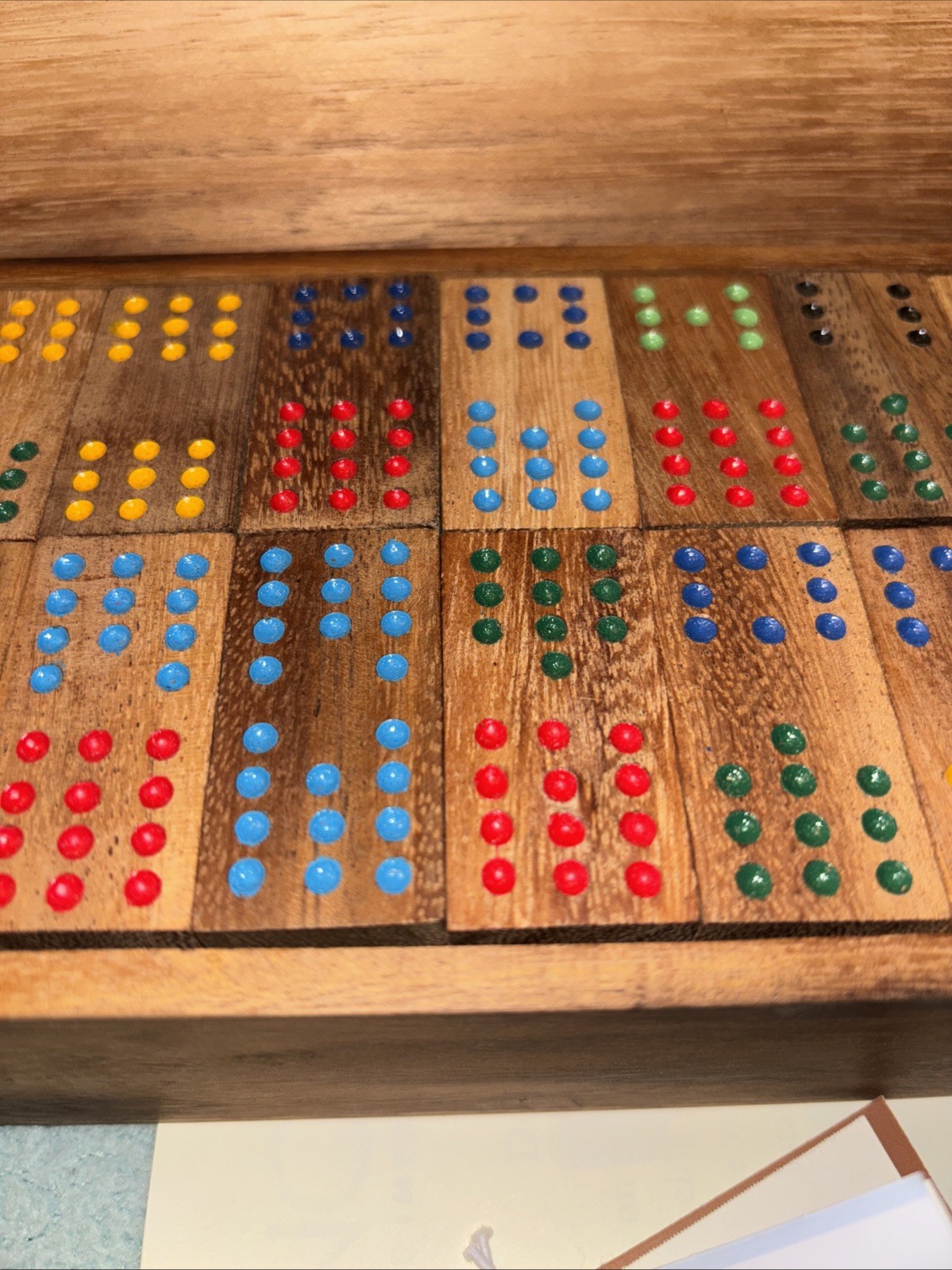 THAI ARTISAN WARAPORN KHAMSUK RAIN TREE WOOD Set 96 Dominos Dominoes Unique EF