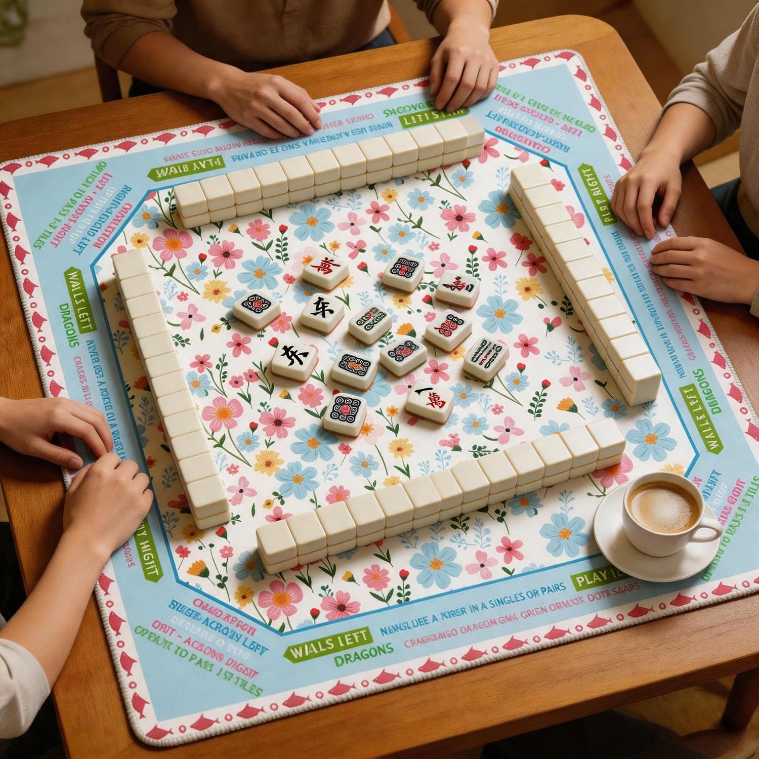 American Mahjong Table Cloth 31.5 inch Mahjong Mat for Table Cover with Rules