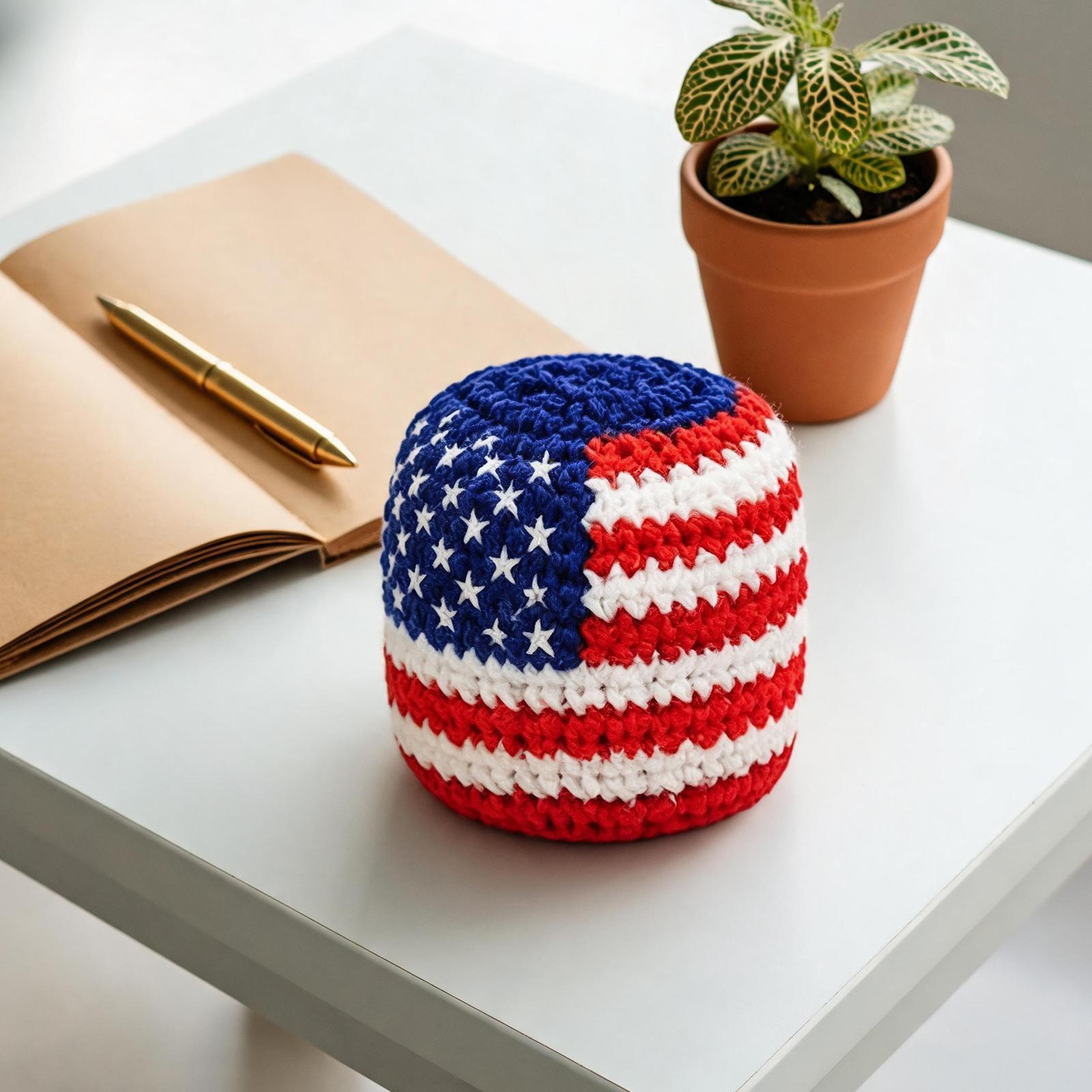 Harliver Patriotic Hand-Made Knitted Footbags, US Flag Shaped Crochet Hacky Sack