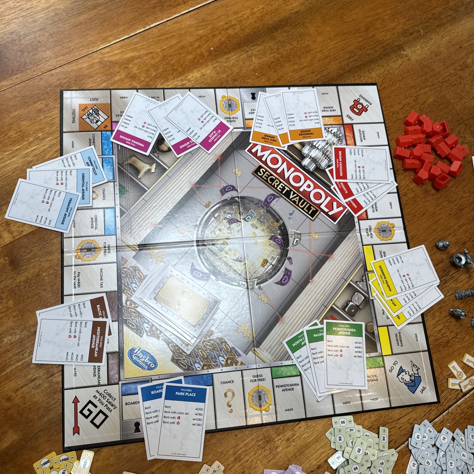 MONOPOLY Secret Vault Board Game Cat Dinosaur 99% Complete Missing Dice