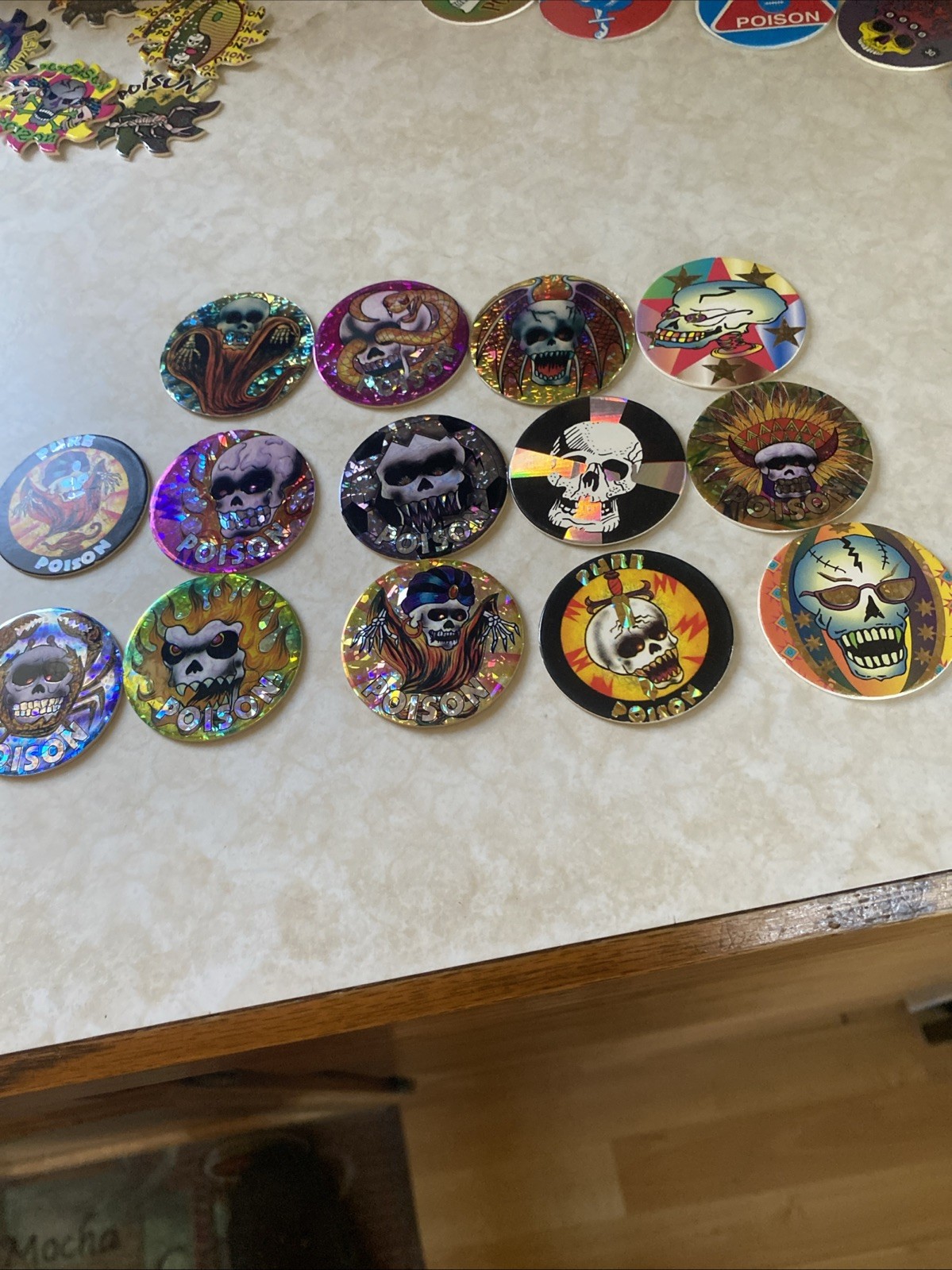 Pogs Collection Vintage 90s 50+ Lot with Container Poison Hologram Milk Caps
