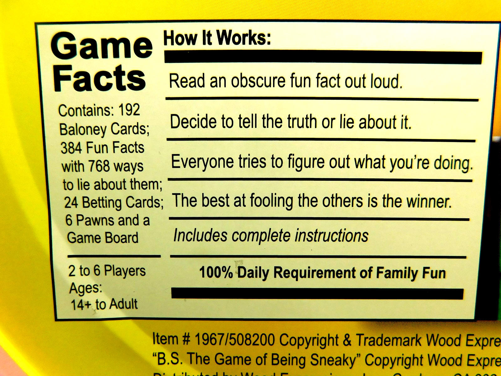 Wood Expressions, Inc.~The Game of Baloney Fibbing Fun For The Whole Family NEW!