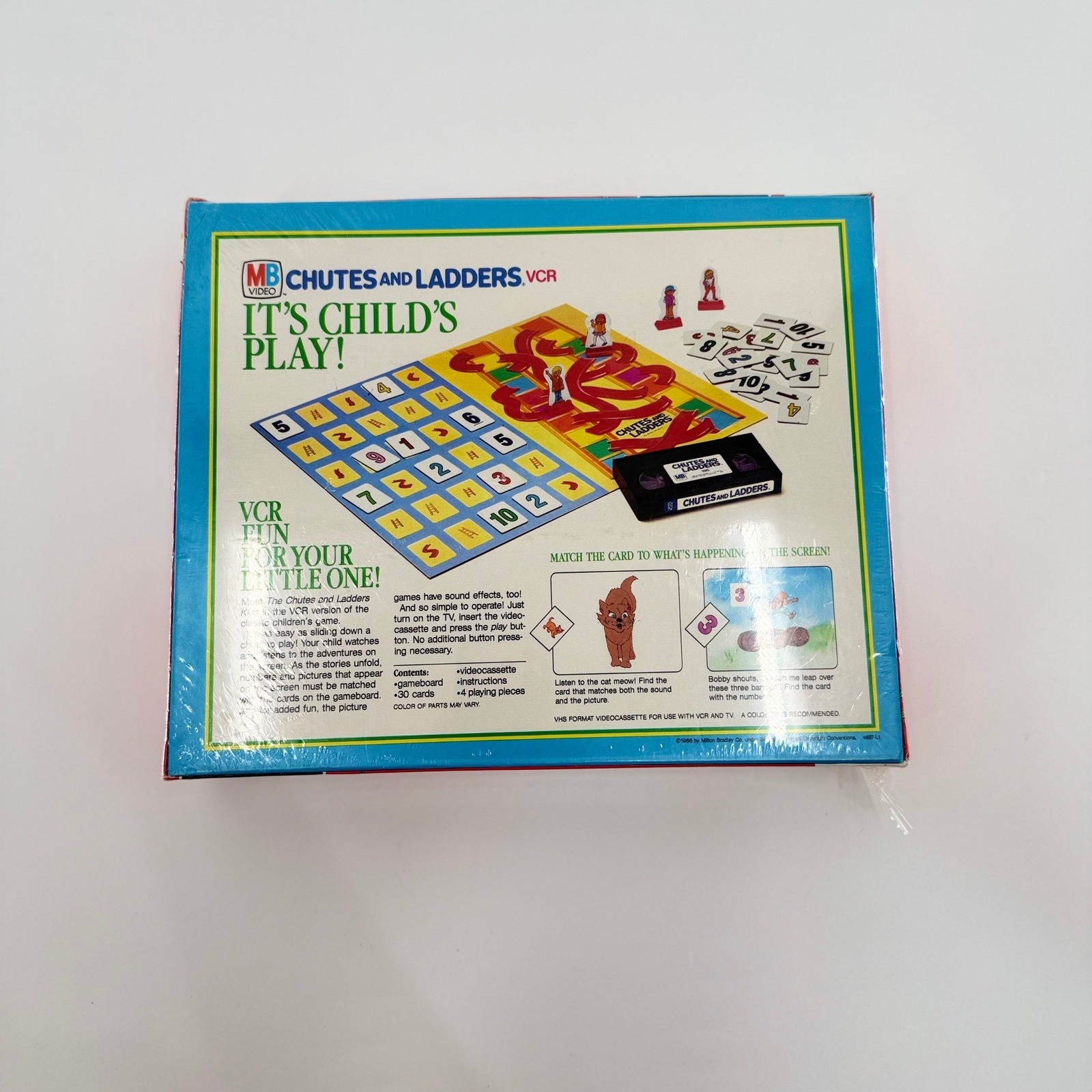1986 Milton Bradley Chutes and Ladders VCR Board Game Multicolor Vintage NIB