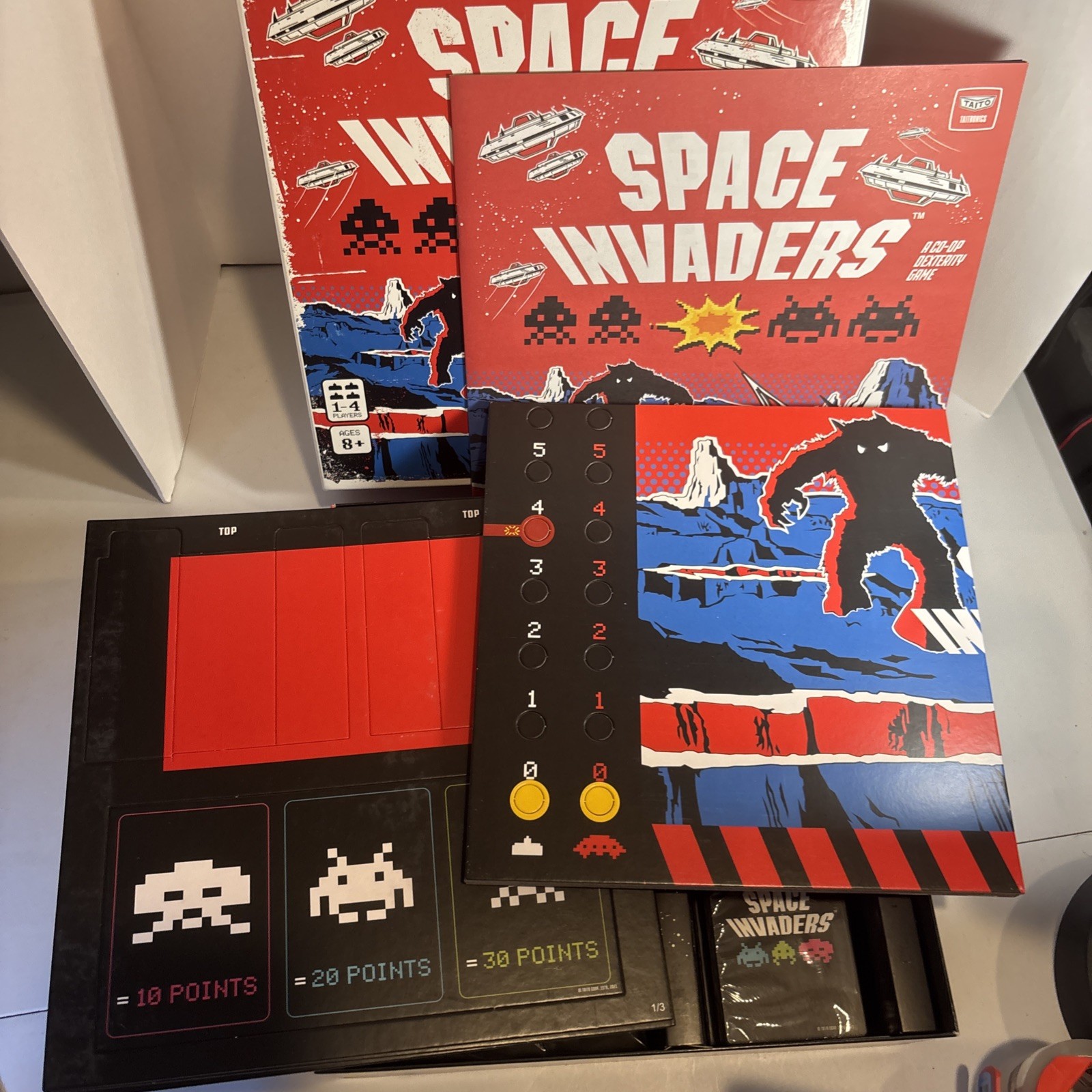 Space Invaders Board Game Buffalo Games Taito Arcade Co-Op Dexterity Open Box