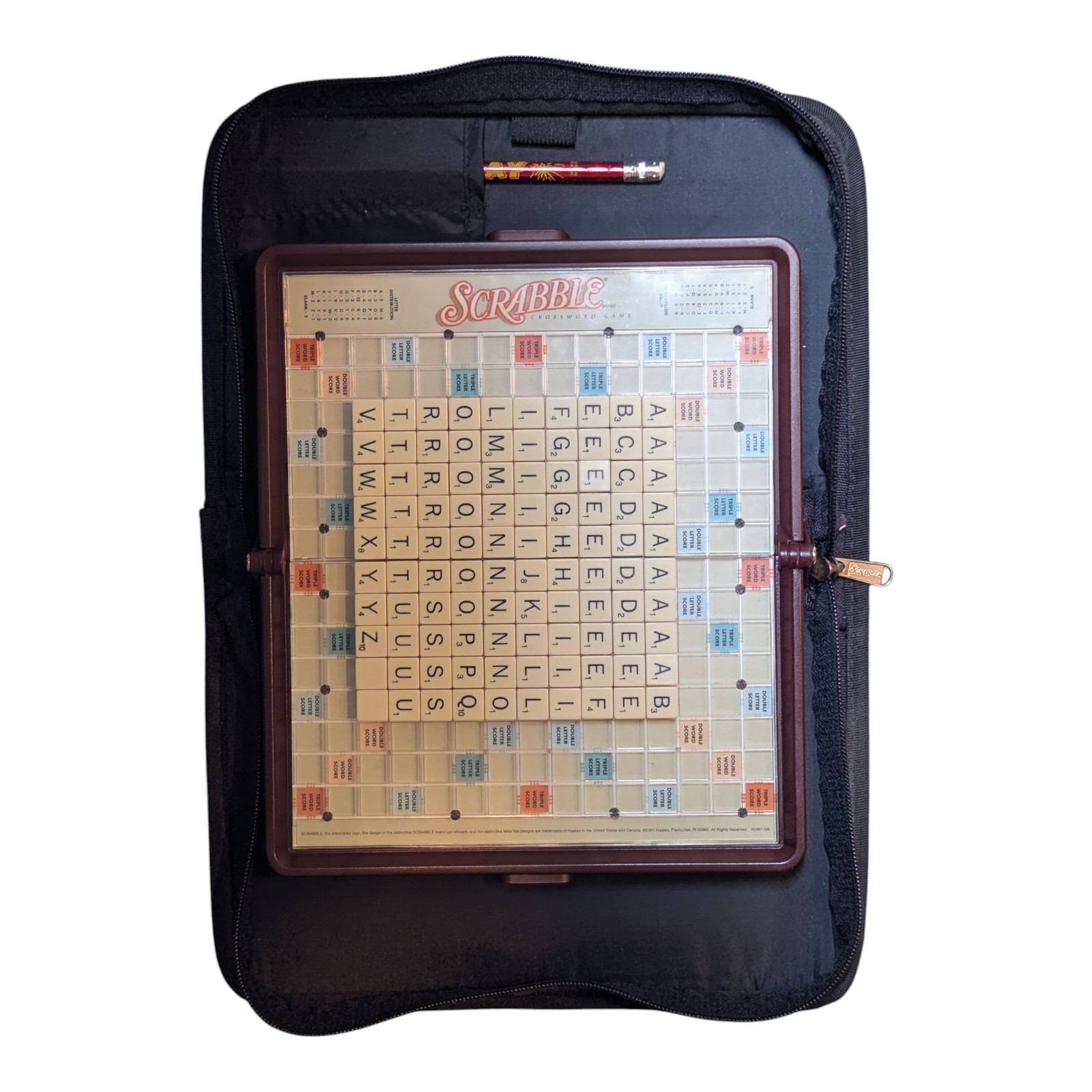 Scrabble Deluxe Travel Edition Board Game Hasbro Zipper CarryCase 100% Complete