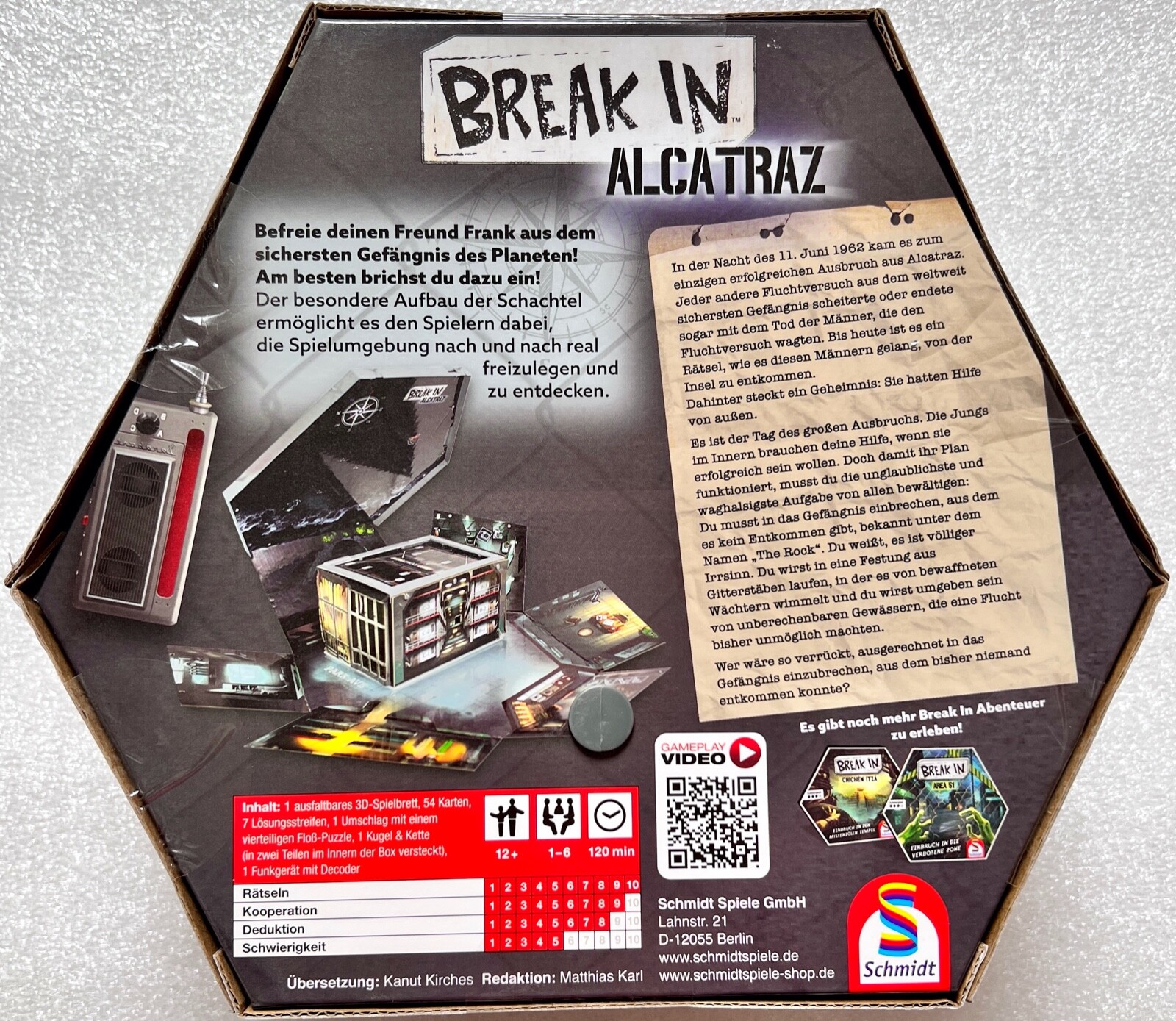 Break In Alcatraz Schmidt Game Family Game Board Game Escape Room Game 49381