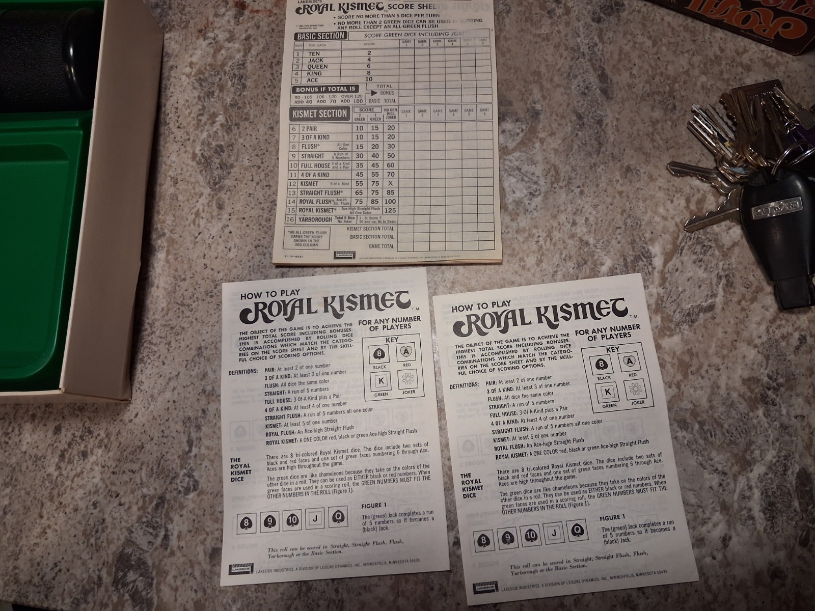 Vintage 1974 Lakeside’s Royal Kismet Poker Dice Family Game Complete RARE