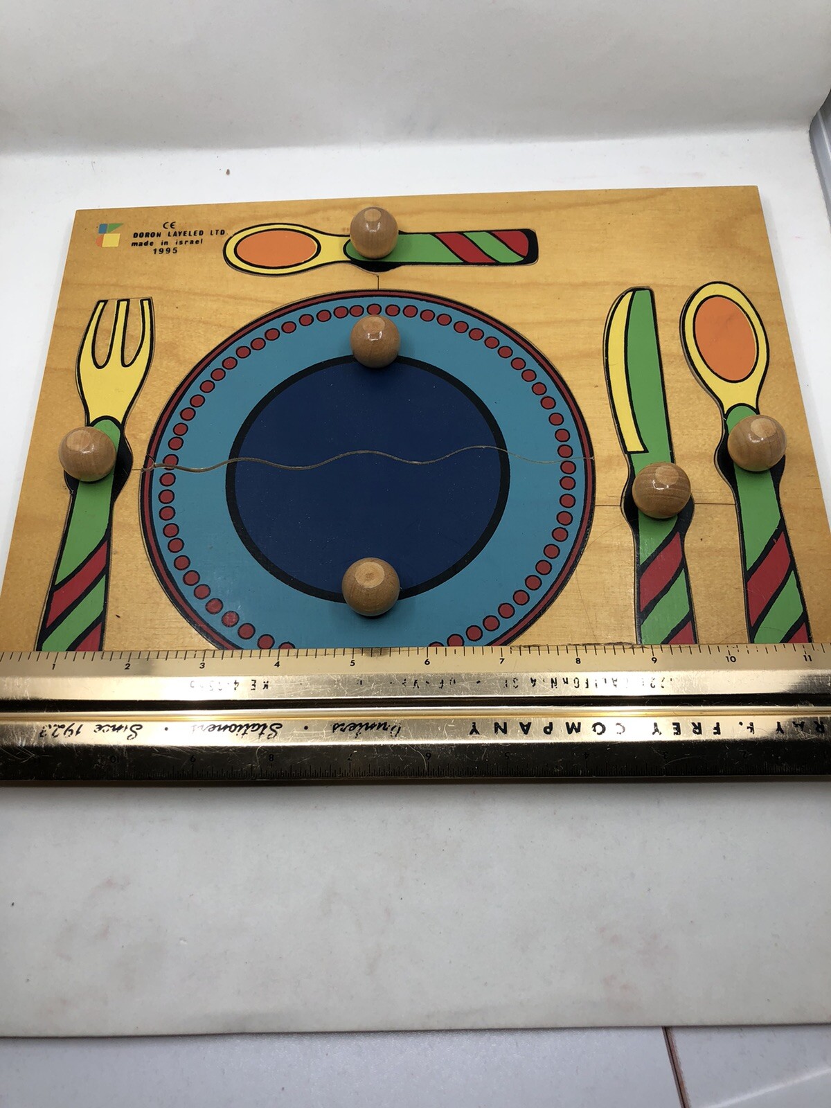 Lot of 3-Wooden Jumbo Peg Puzzles-Vintage Doron Layeled 1995/96 Made In Israel
