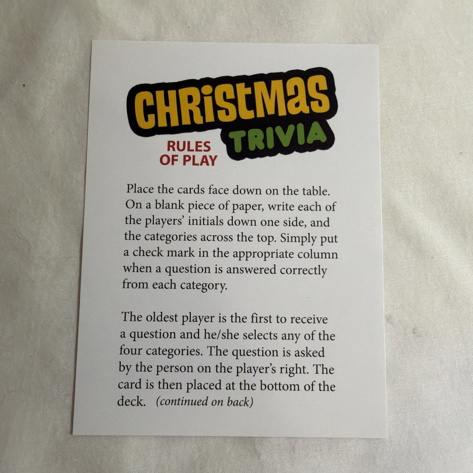 Christmas Trivia Card Game – Travel Sized – for 2 or More Players Ages 12 and Up