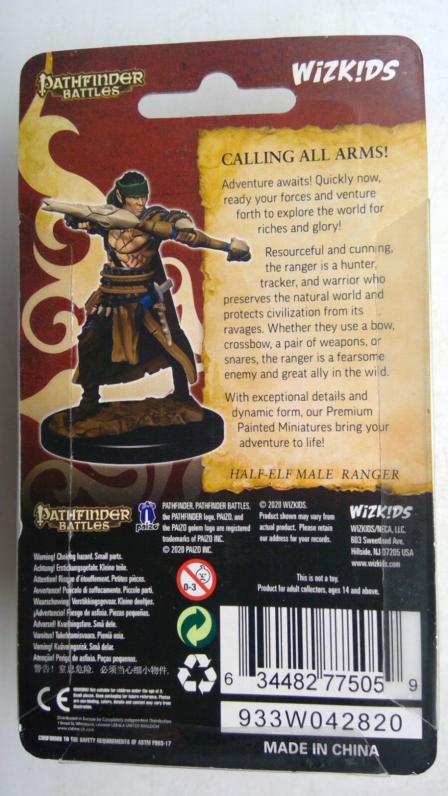 PATHFINDER BATTLES PREMIUM MINIATURE ~ HALF-ELF MALE RANGER