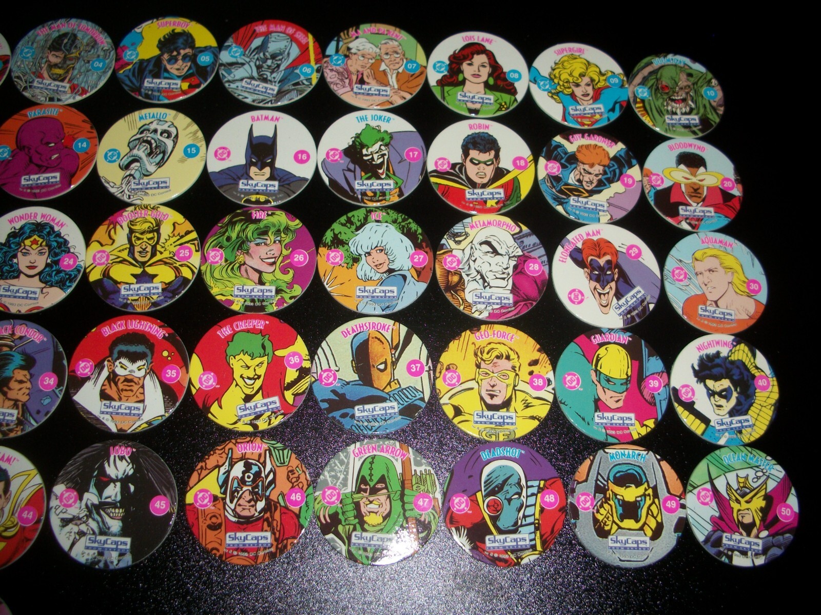 1993 Skybox SkyCaps DC Comics + Batman Complete Set 54 Pogs = 108 Milkcaps Lot