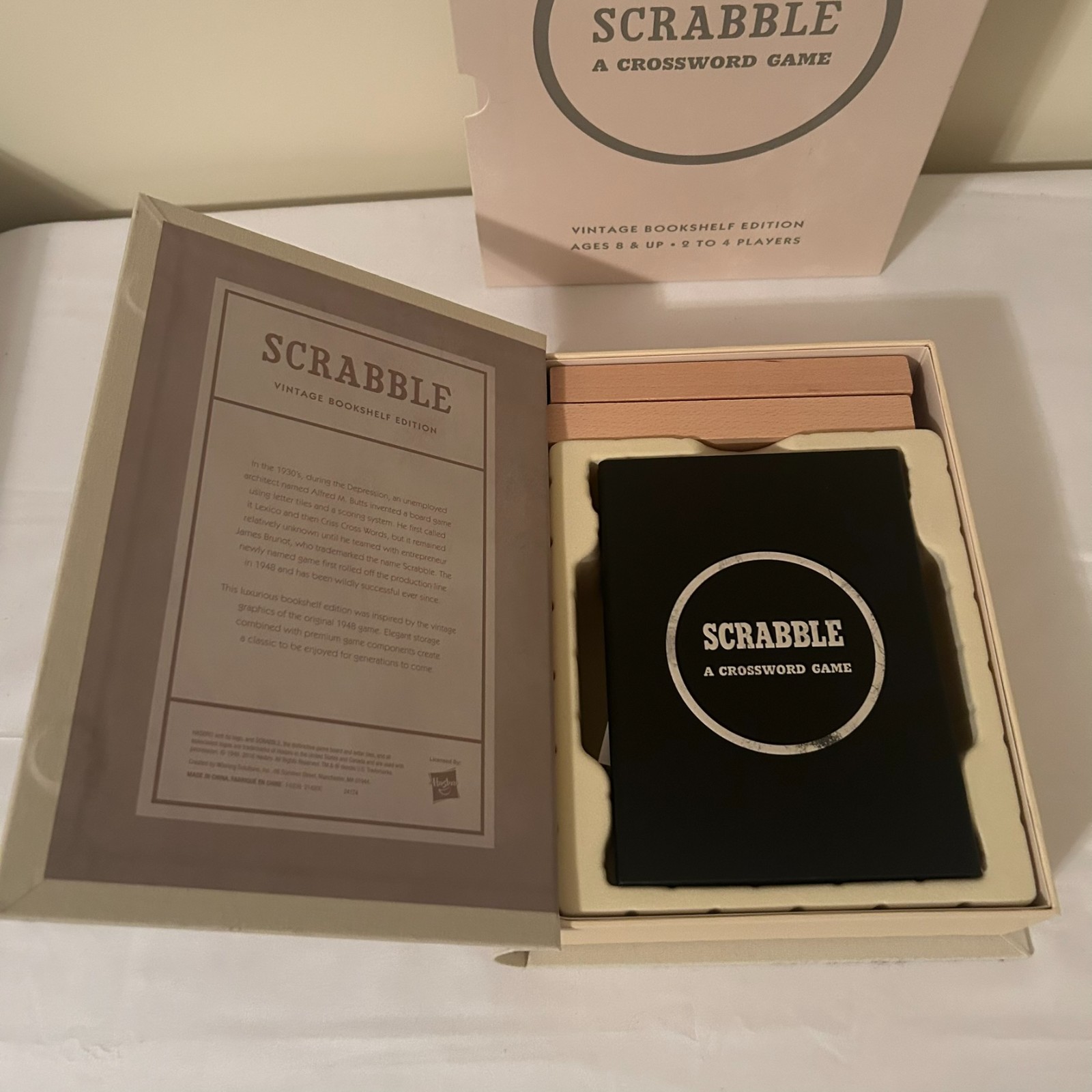 Scrabble Crossword Game Vintage Bookshelf Edition Open Box