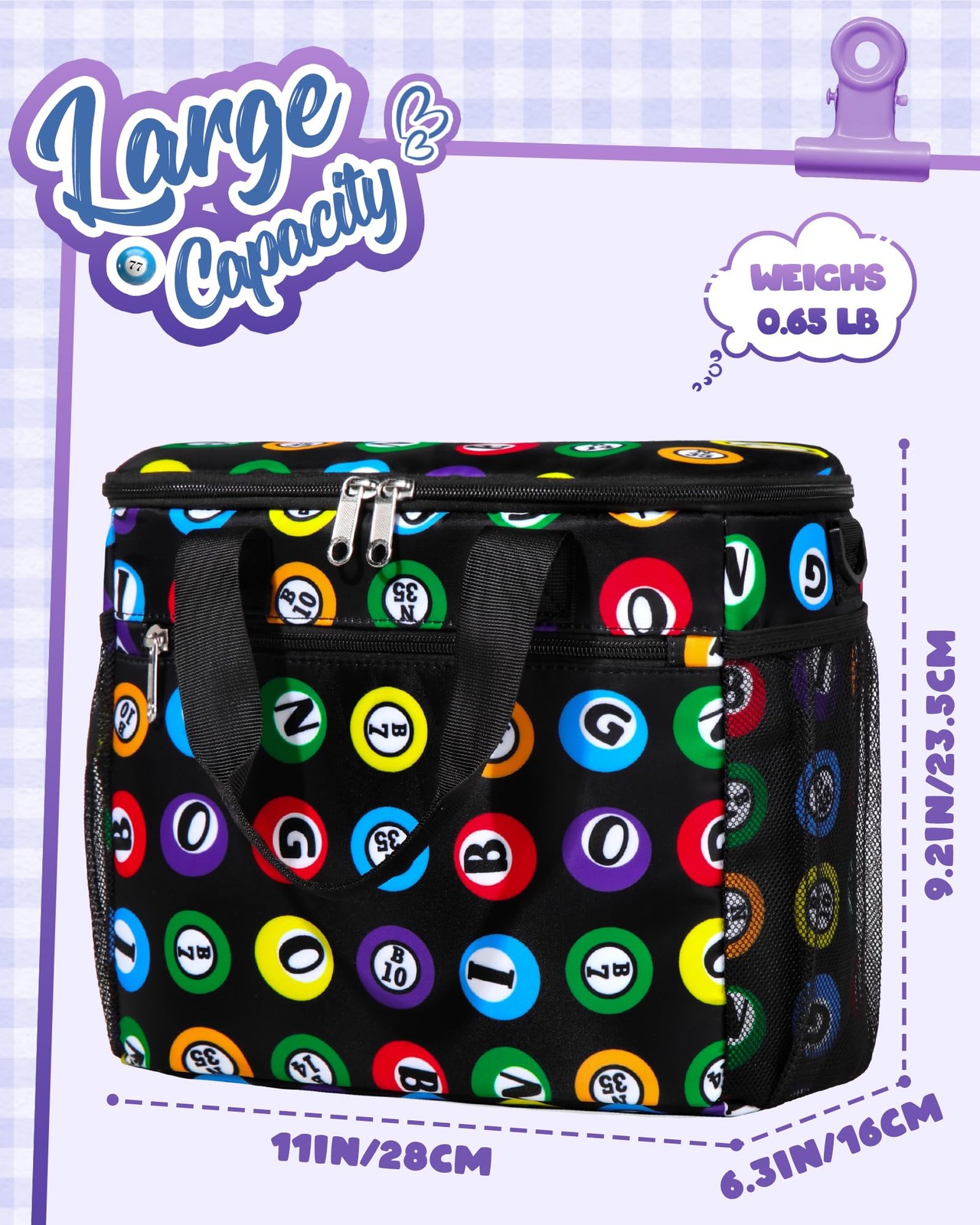 Bingo Bag for Bingo Set Stuff Supplies Bingo Bags with Pockets for Bingo Daubers