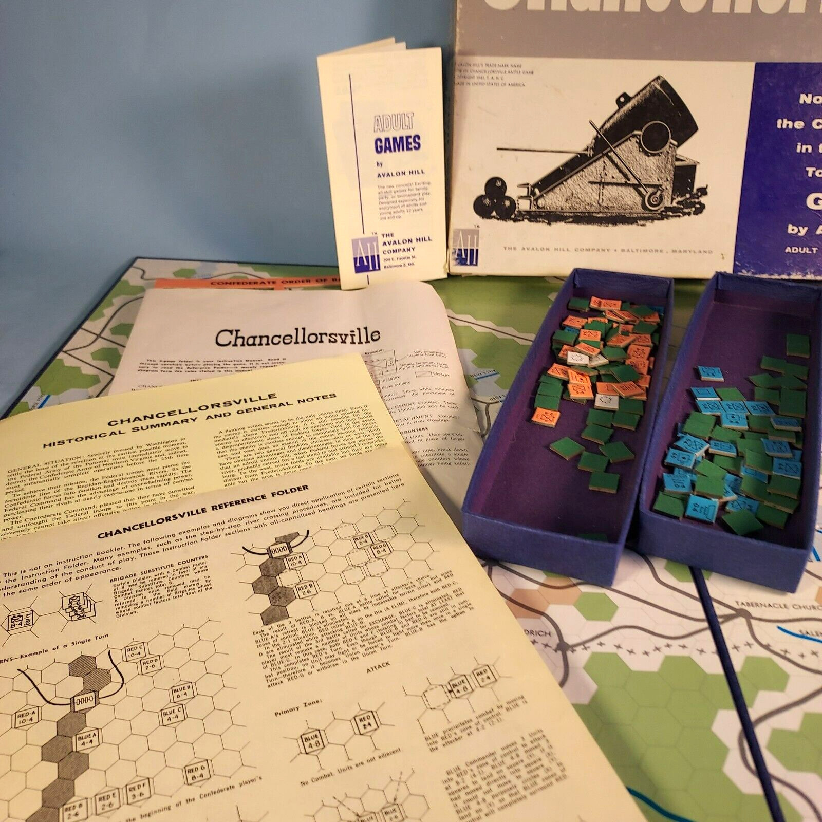 CHANCELLORSVILLE Civil War Battle Game Avalon Hill 1961 Excellent