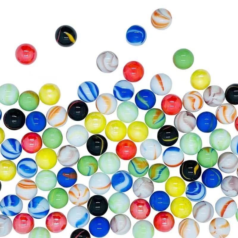 SAIBURAZ 100 Pieces Colorful Glass Marbles Set for Marble Games, Medium