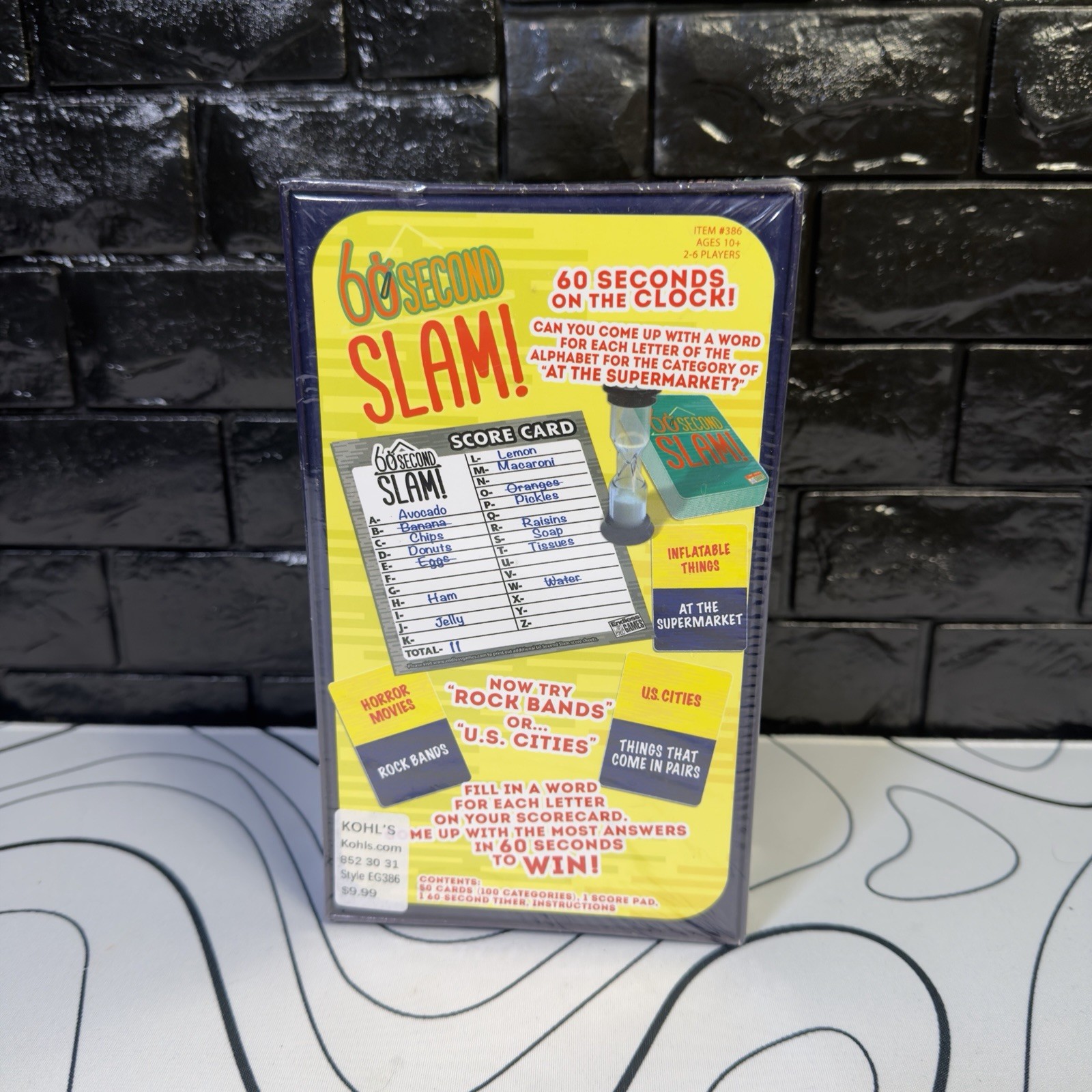 60 Second Slam! Race The Clock Alphabet Category Game, 2-6 Players, Ages 10+ New