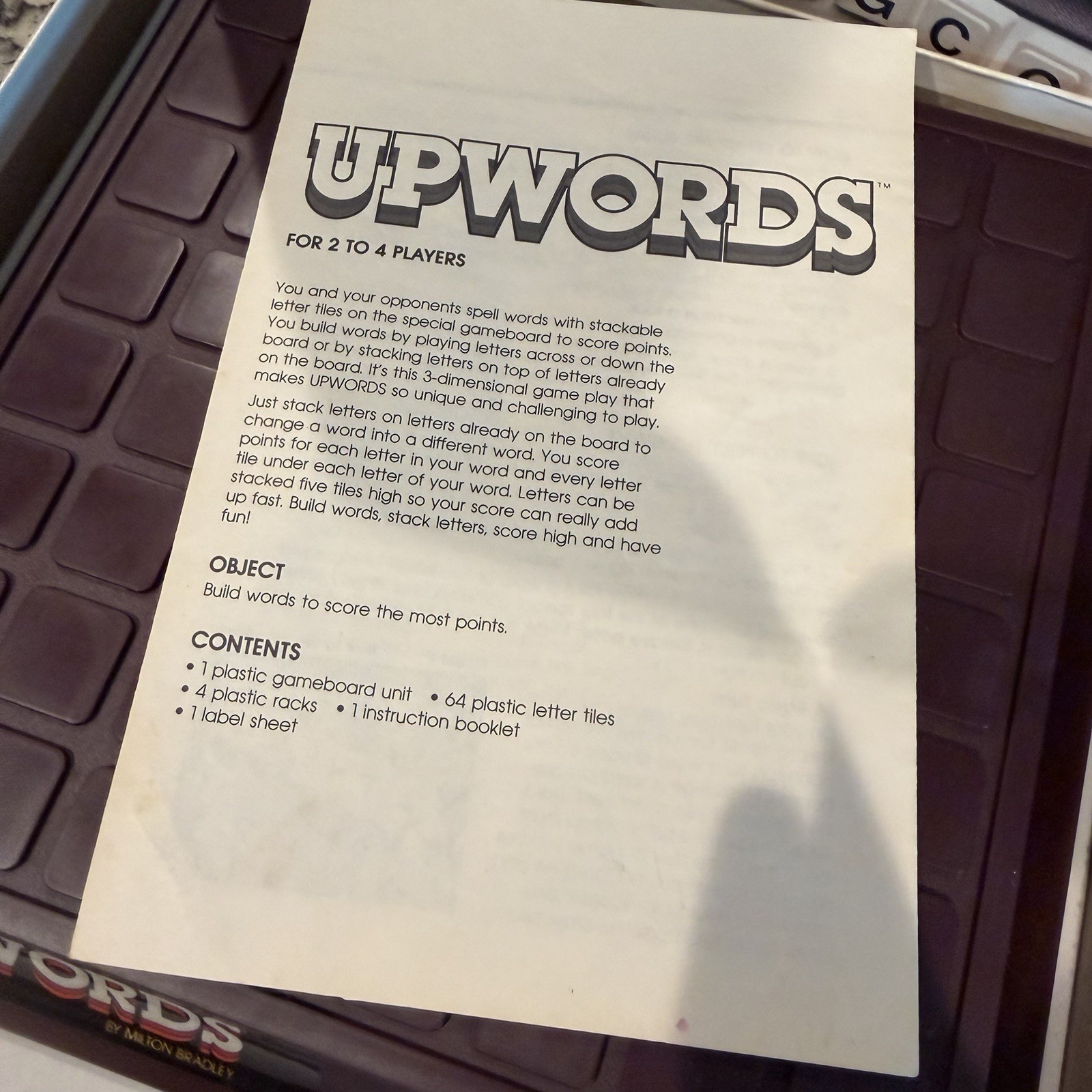 Milton Bradley Upwords: A 3-Dimensional Word Game – 1983 – Ages 10 to Adult