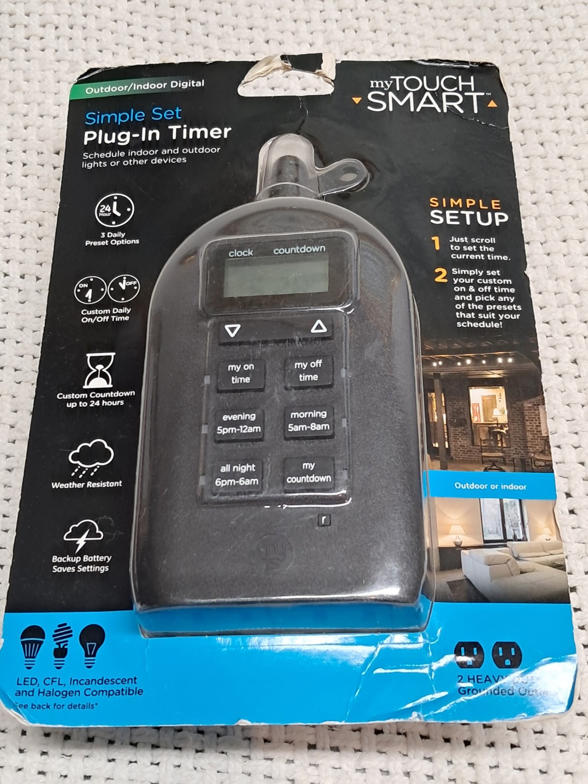 Jasco myTouchSmart Indoor/Outdoor Plug-In Simple Digital Timer new