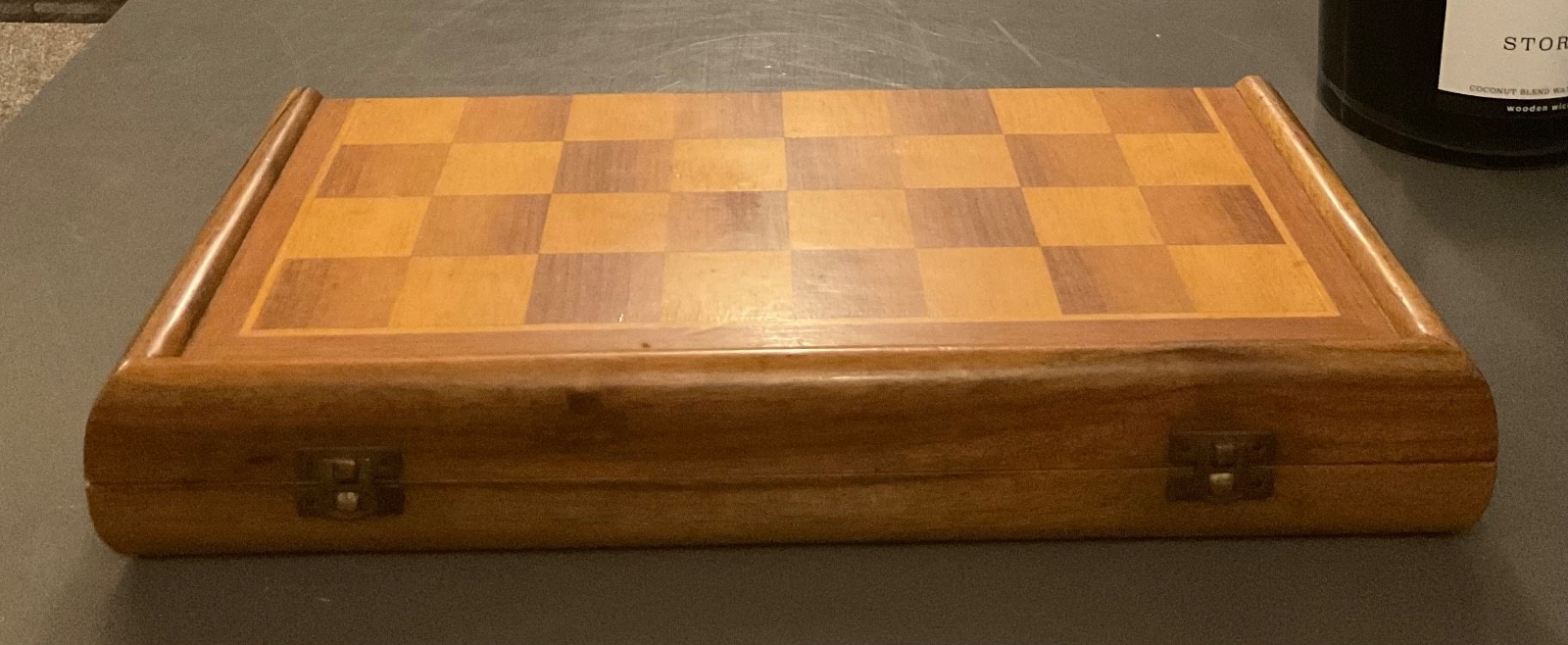 Vintage Chess Game Set YUGOSLAVIA in TRAVEL CASE Wooden Pieces Felt Buttons