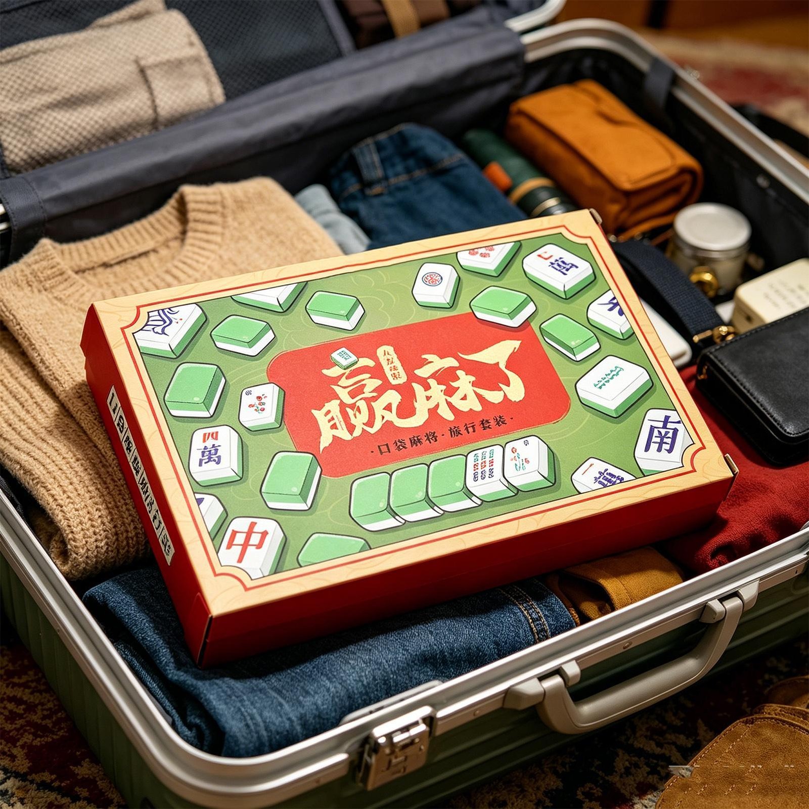 Travel Complete Mahjong Set Traditional Portable Mah Jongg Game