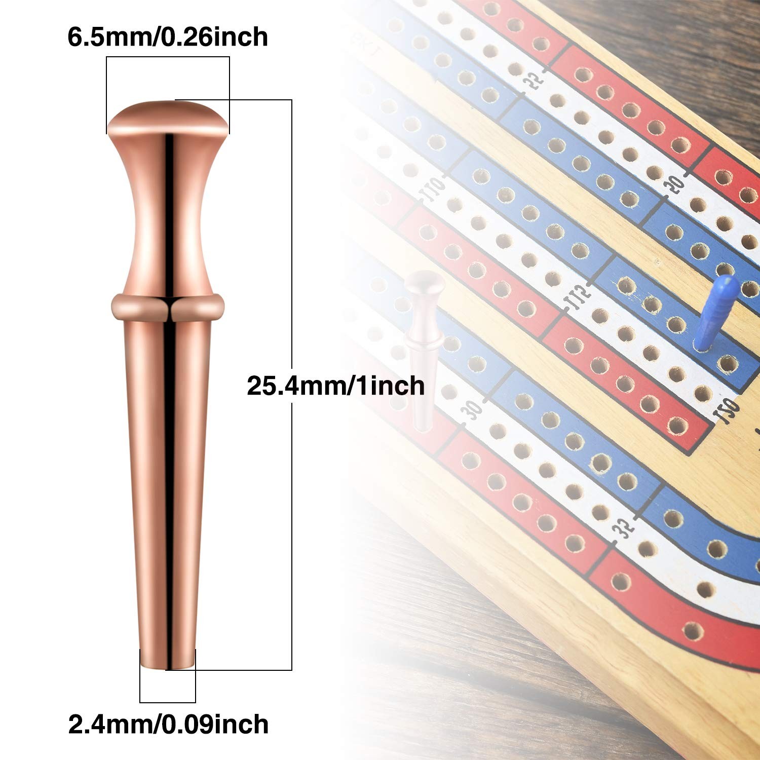 Gejoy 20 Pieces Metal Cribbage Board Pegs Fit 1/8 Holes inches, Silver