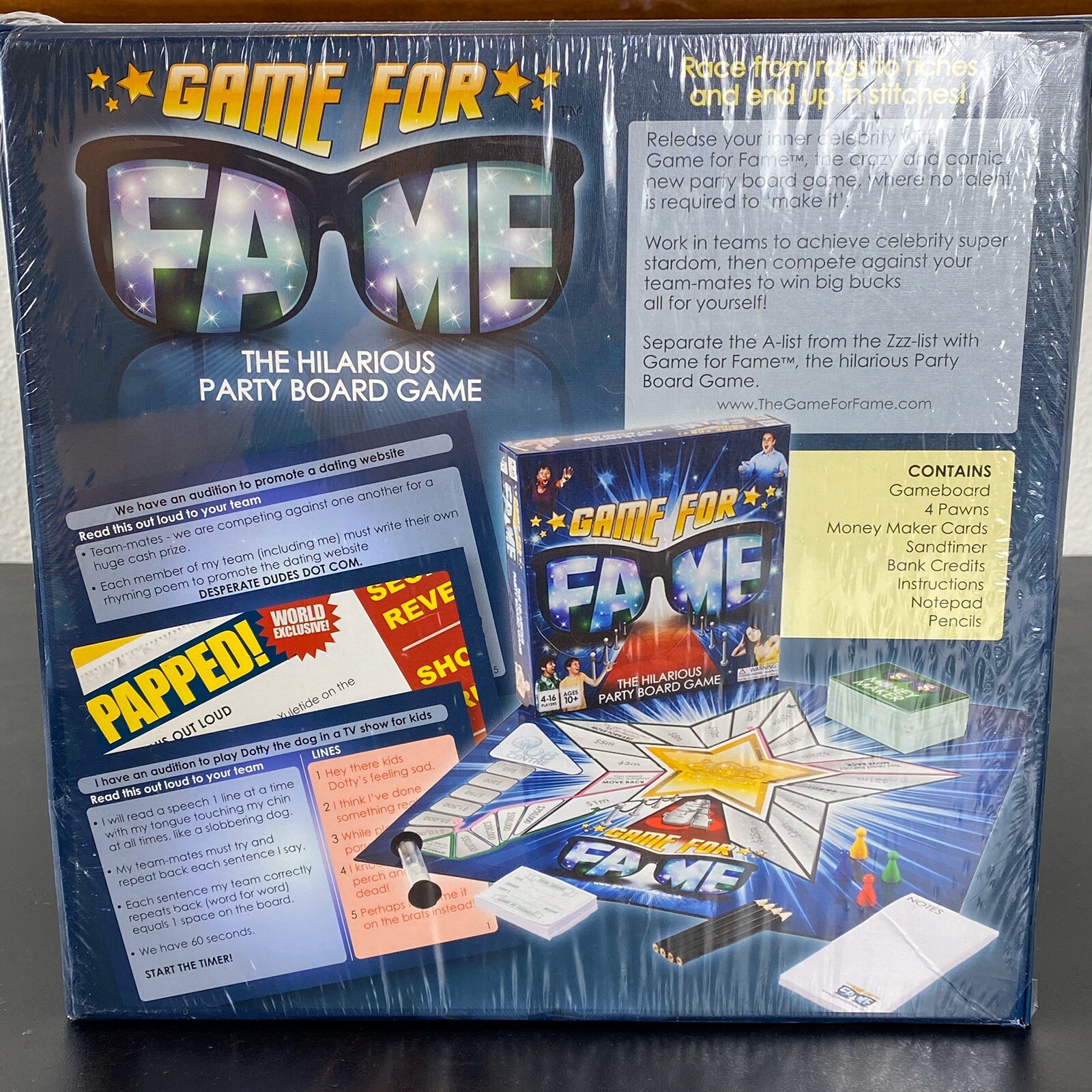 New Game For Fame The Hilarious Party Board Game 4-16 Players Ages 13+ Sealed