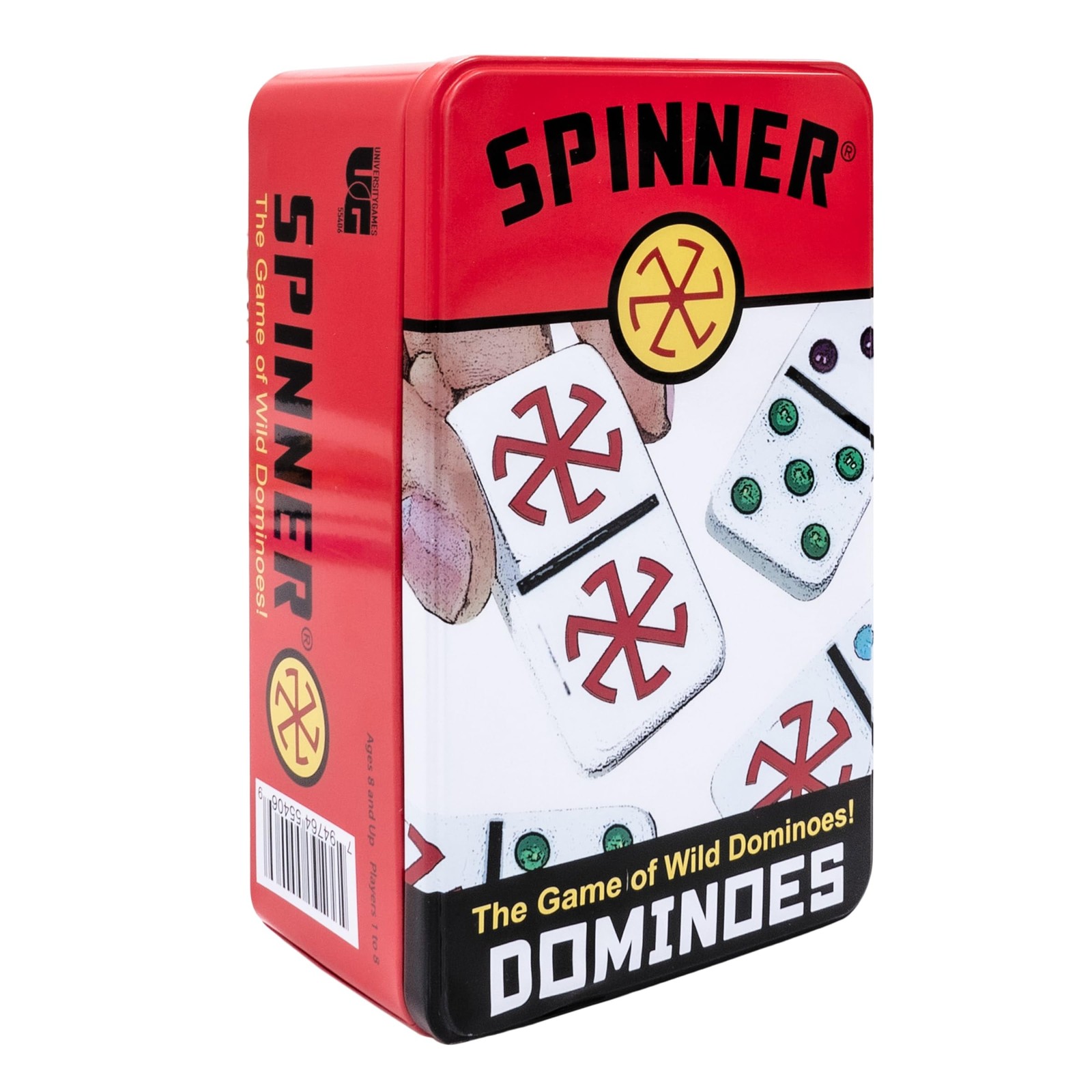 , Spinner Colored Dot Dominoes Set, On-The-Go Travel Storage Tin 2 to 8 Playe…