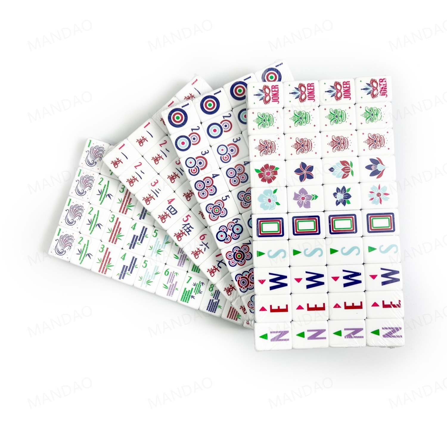 NEW! Vibrant Layered Mahjong Tiles – Full American Set 160Tiles – Gray-blue