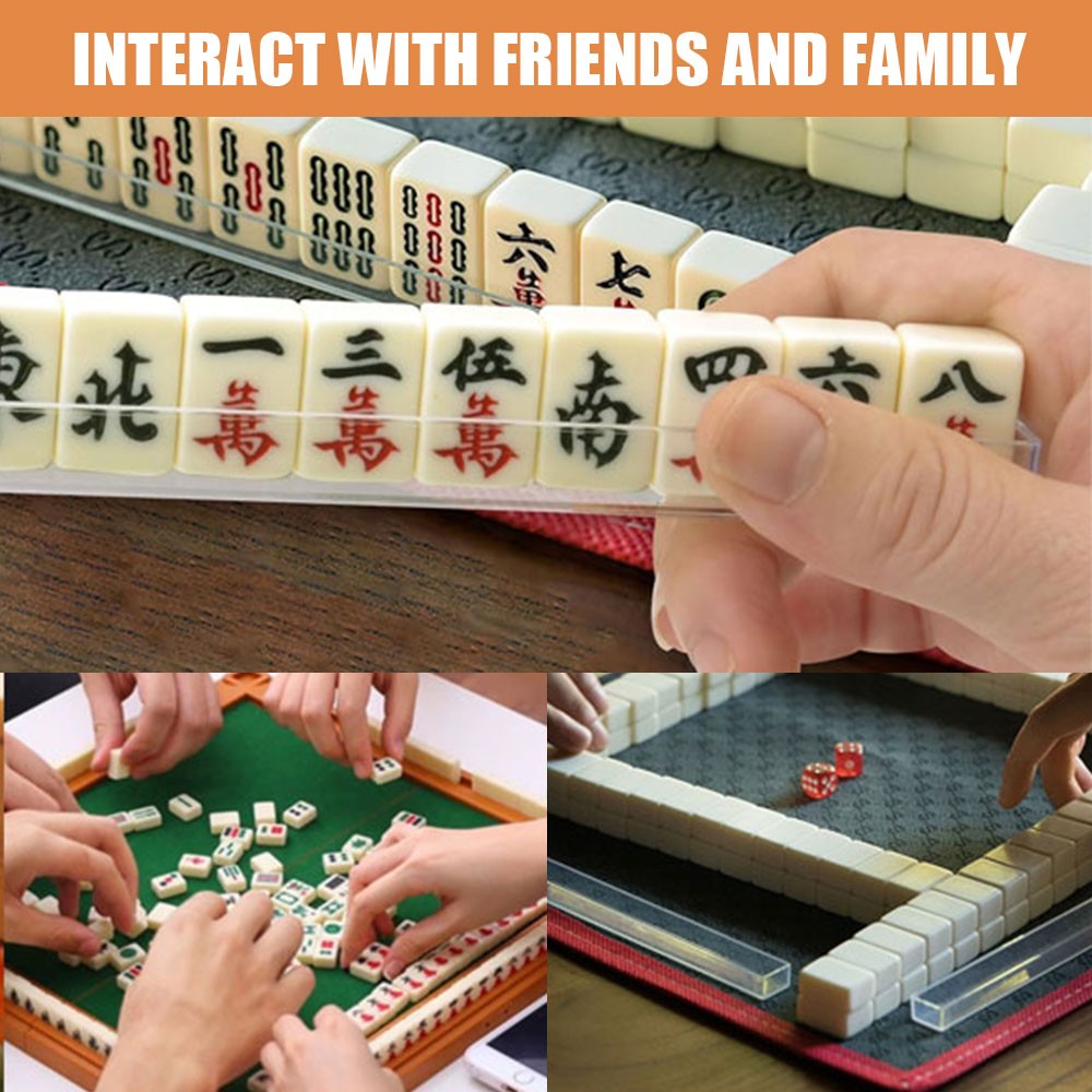 Vintage Chinese Mahjong Set 146 Tiles Traditional Mini Mah-Jong Game w/Case Box