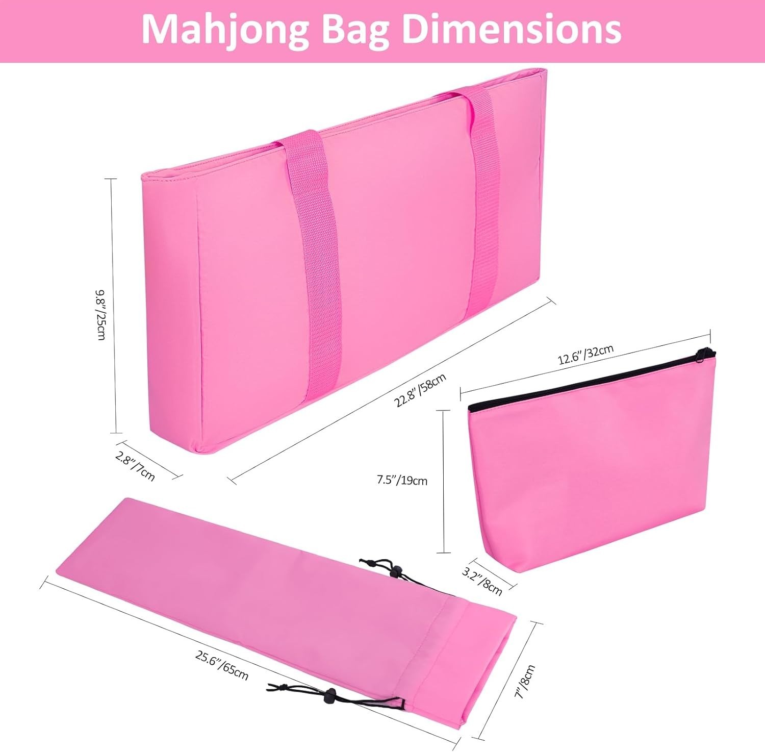 Complete American Mahjong Set with 166 Pink Tiles and Stylish Carrying Bag