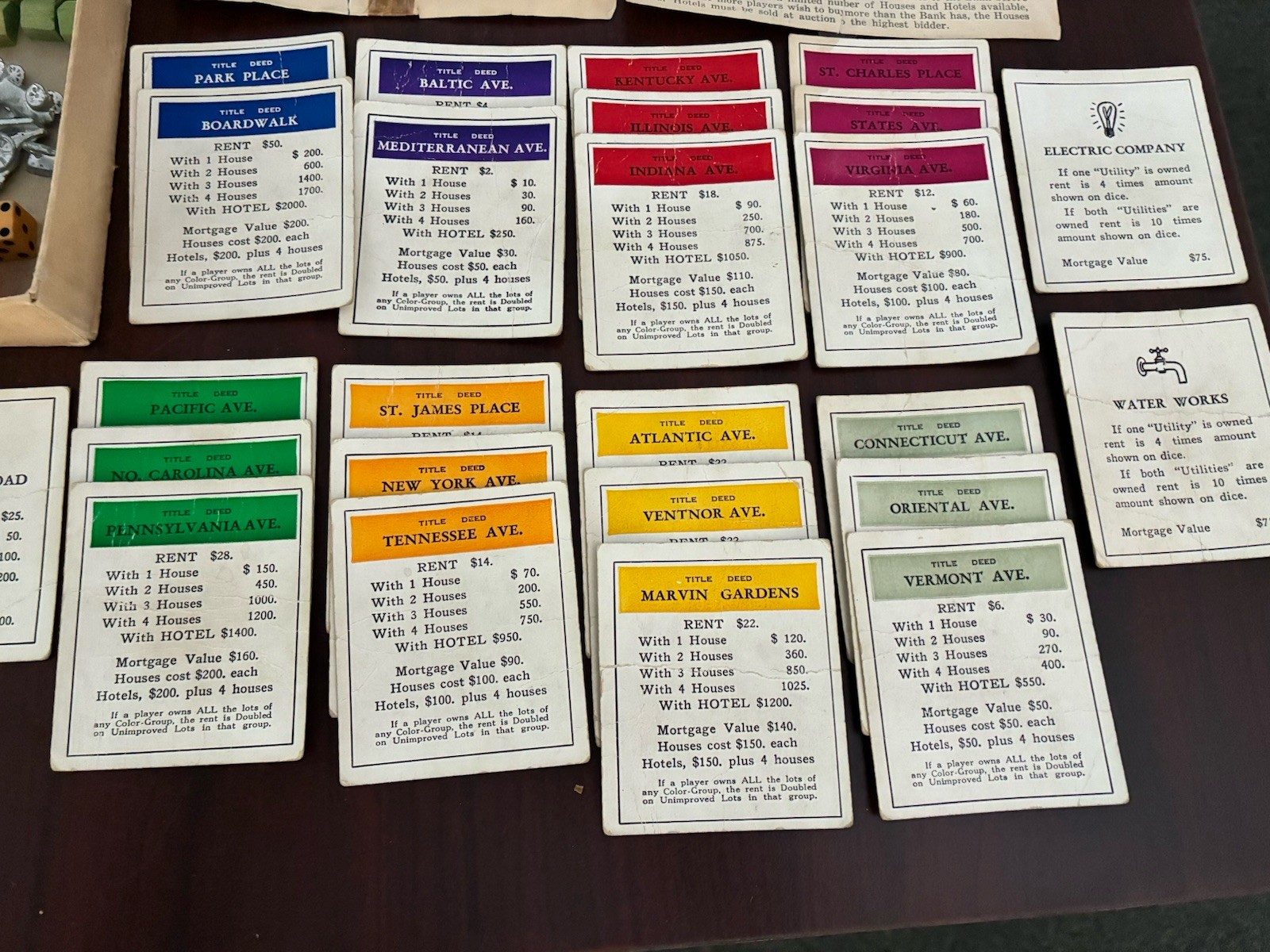 Vintage 1936 Monopoly Game Black Box Wood Houses Missing Pieces & Board. See Pic