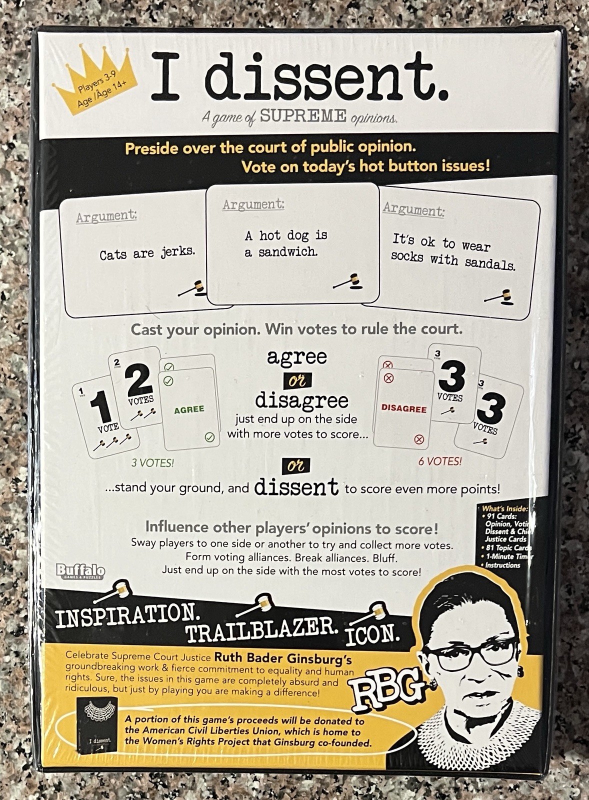 I Dissent Supreme Opinions RBG Buffalo Games New Sealed Card Game