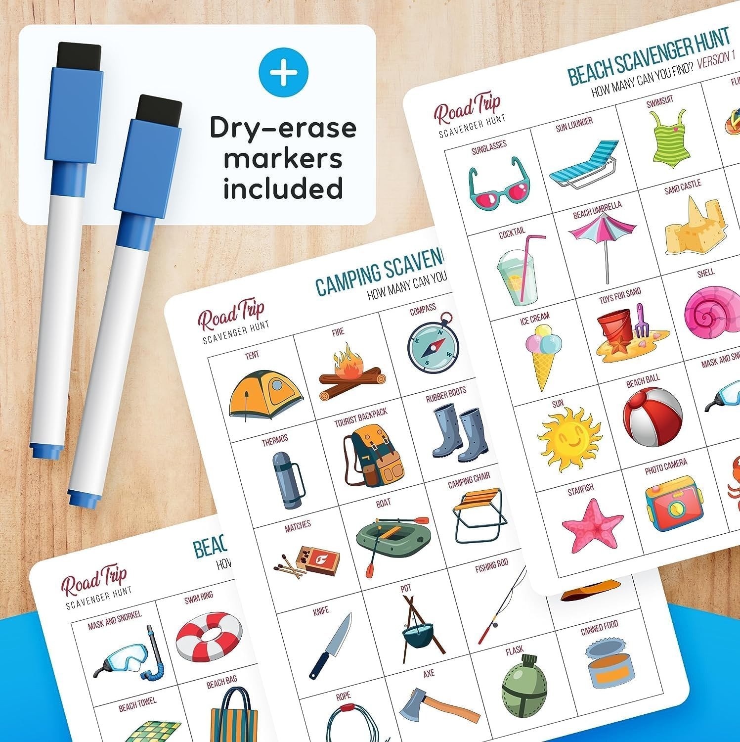 Interactive Car Bingo Game for Kids Ages 4-8: 12 Dry-Erase Cards Included